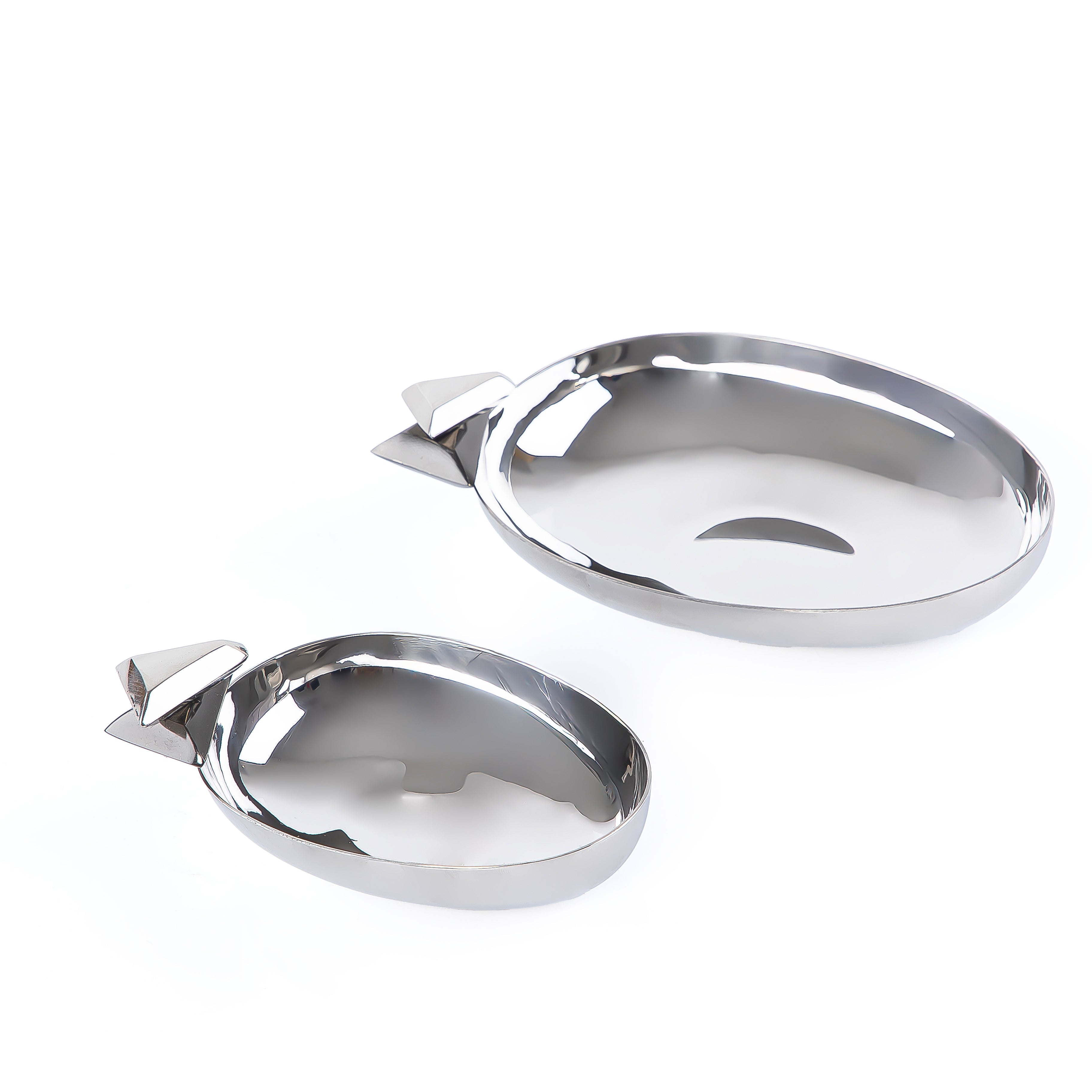 طقم 2 وعاء تقديم معدن مع علبة هدايا - فضي وأسود