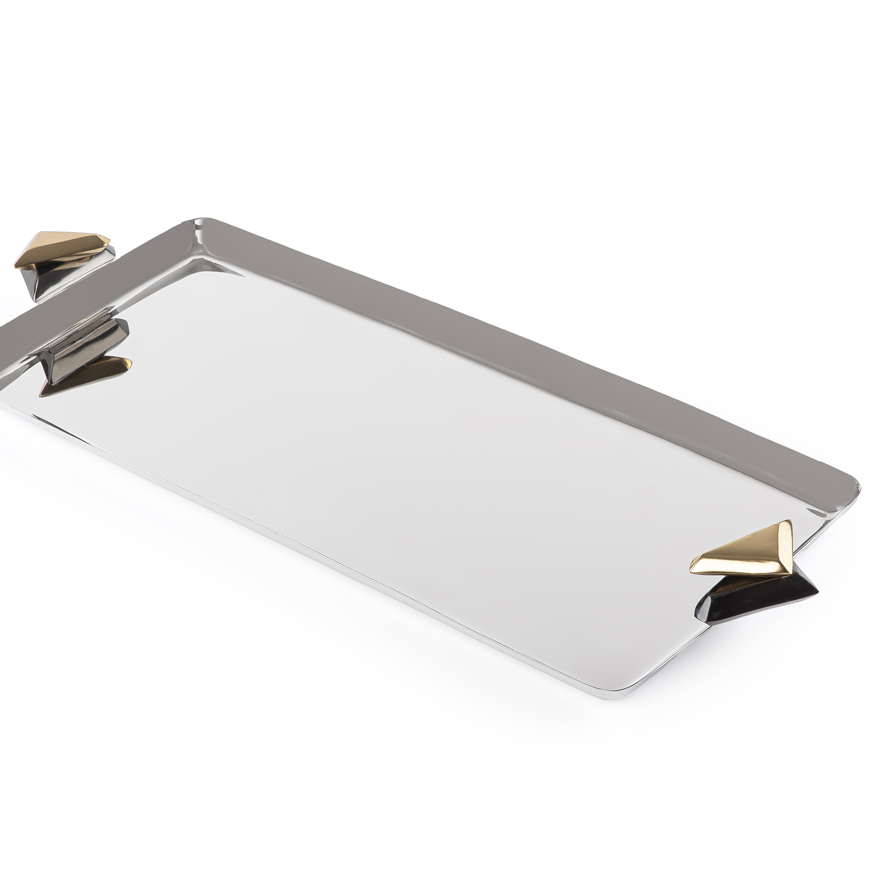 Rectangular Metal Serving Tray Black & Gold - Large