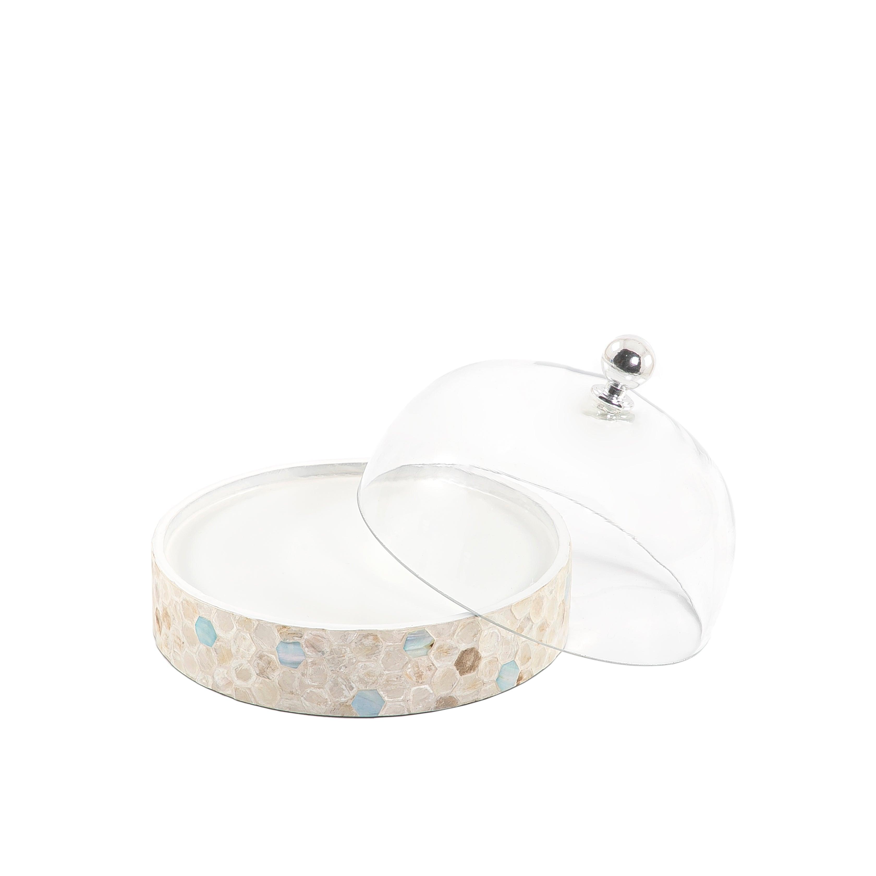 Mother of pearl plate with glass cover - CASCADES