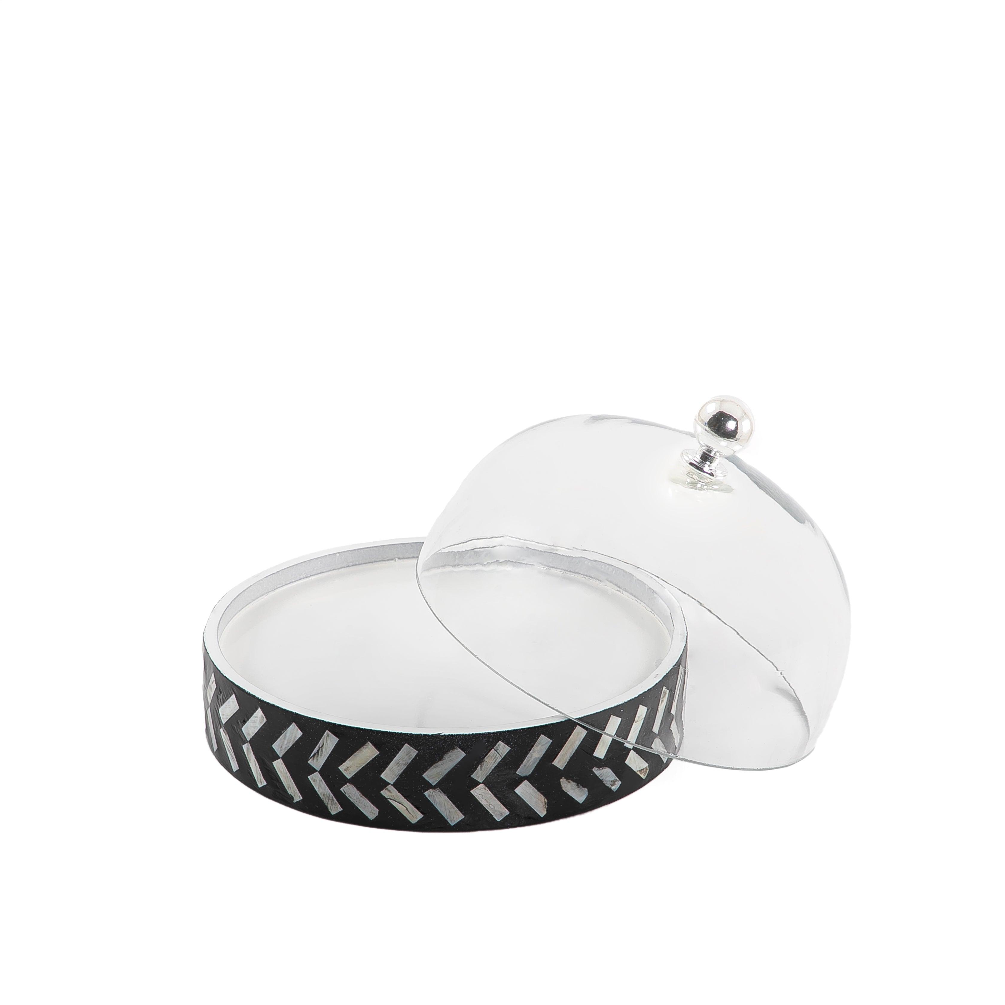 Mother of pearl plate with glass cover - CASCADES