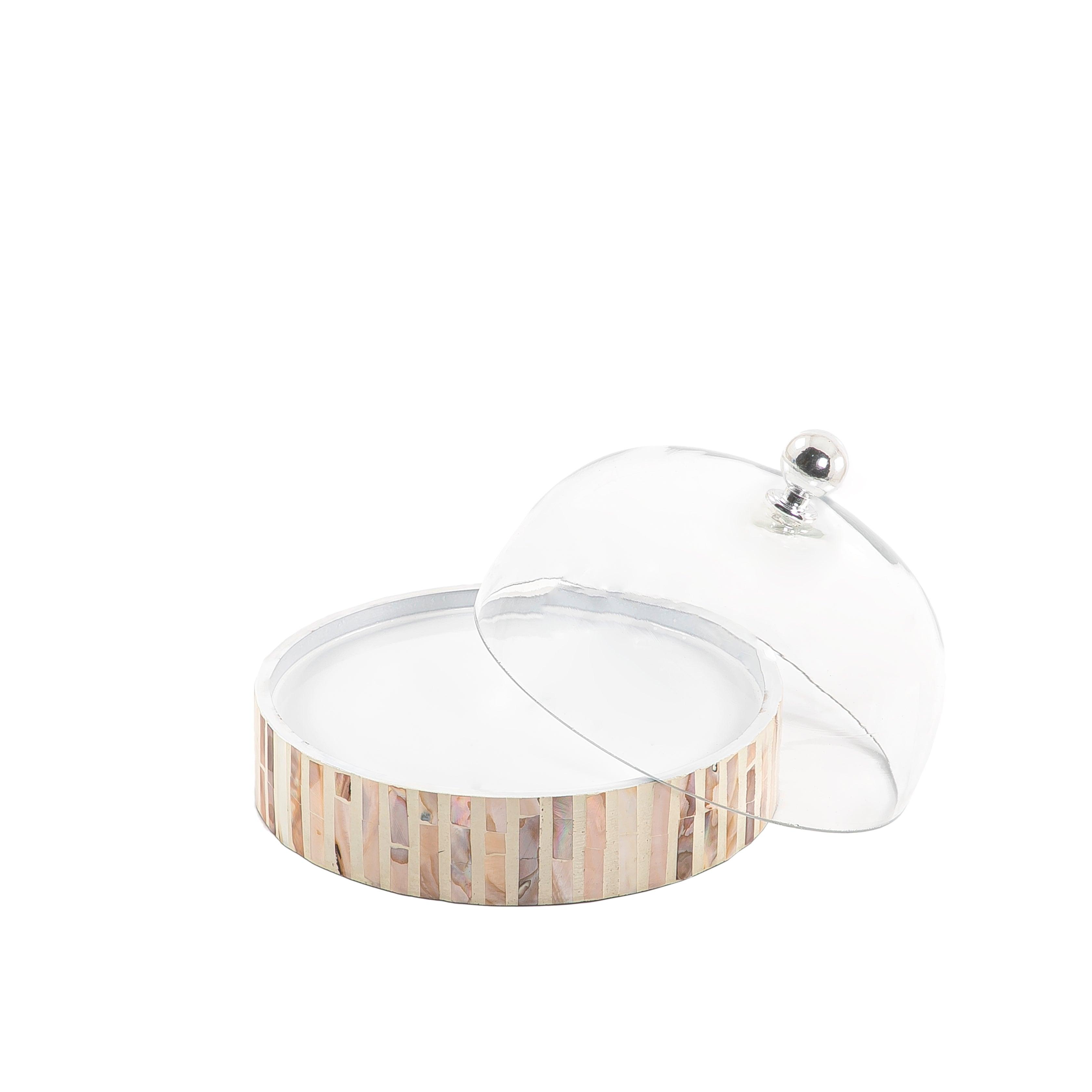 Mother of pearl plate with glass cover - CASCADES