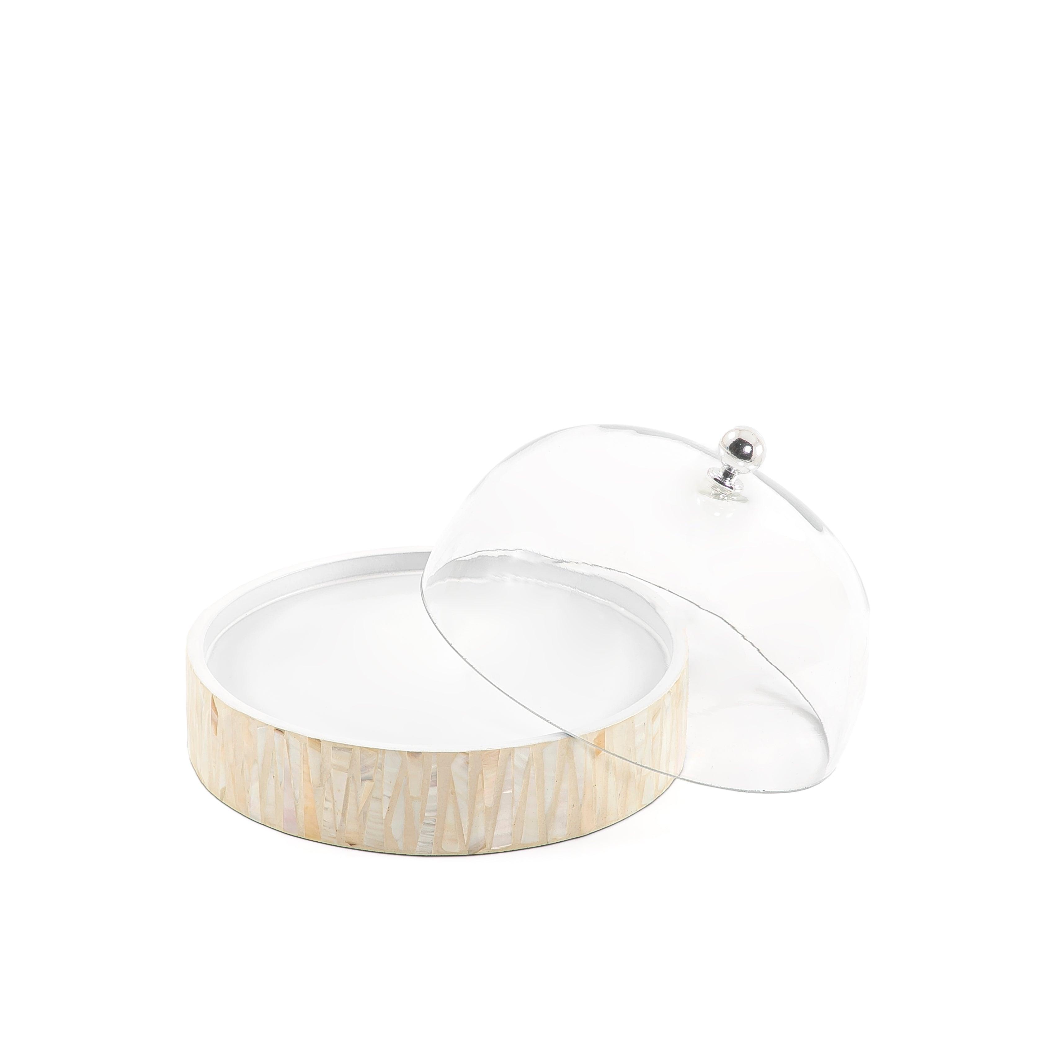 Mother of pearl plate with glass cover - CASCADES