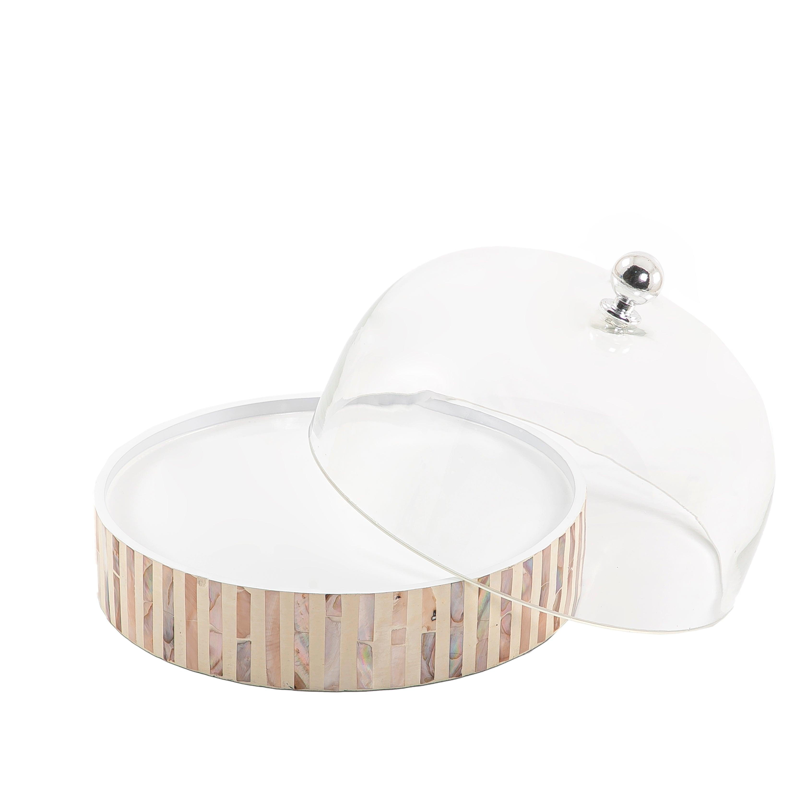 Mother of pearl plate with glass cover - CASCADES