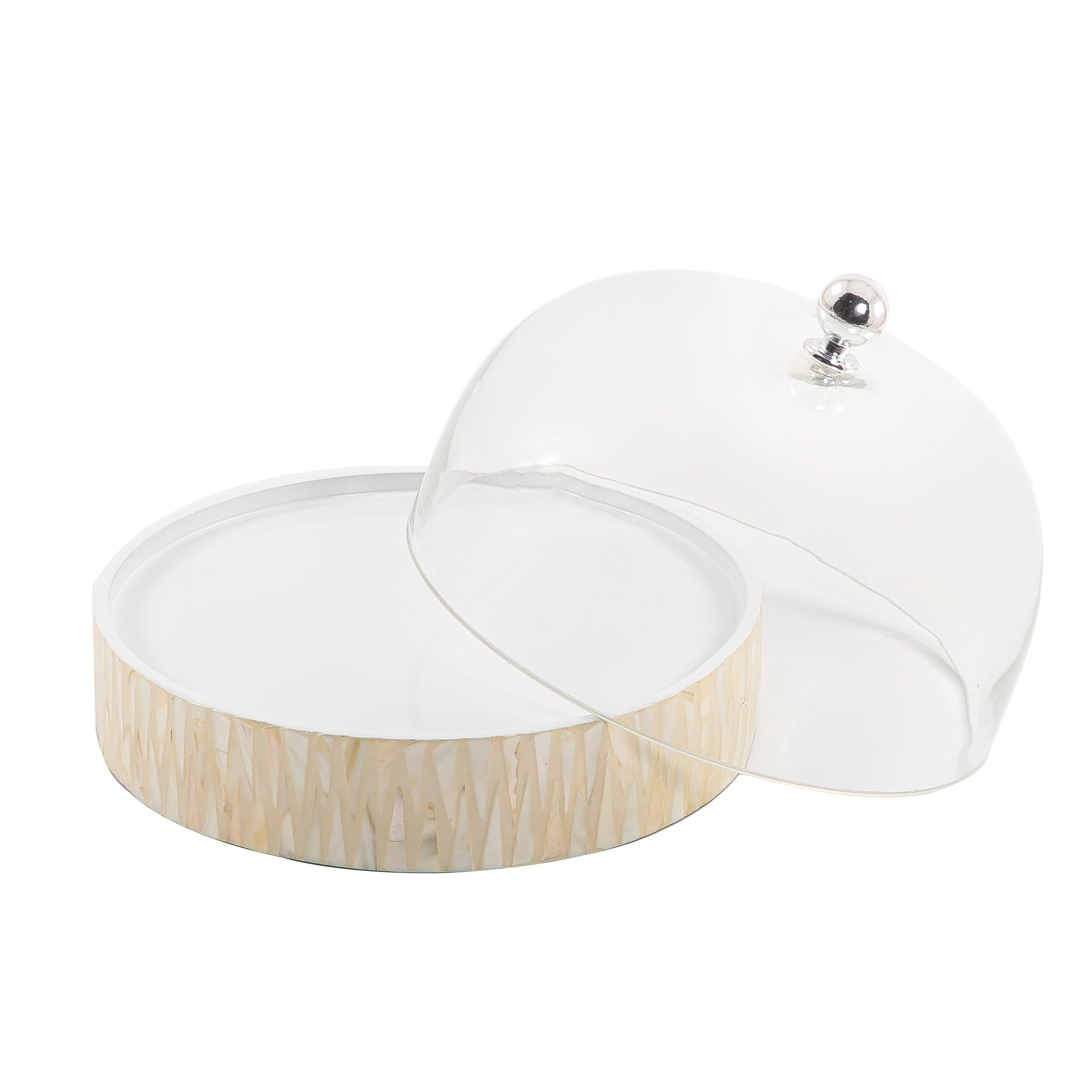 Mother of pearl plate with glass cover - CASCADES