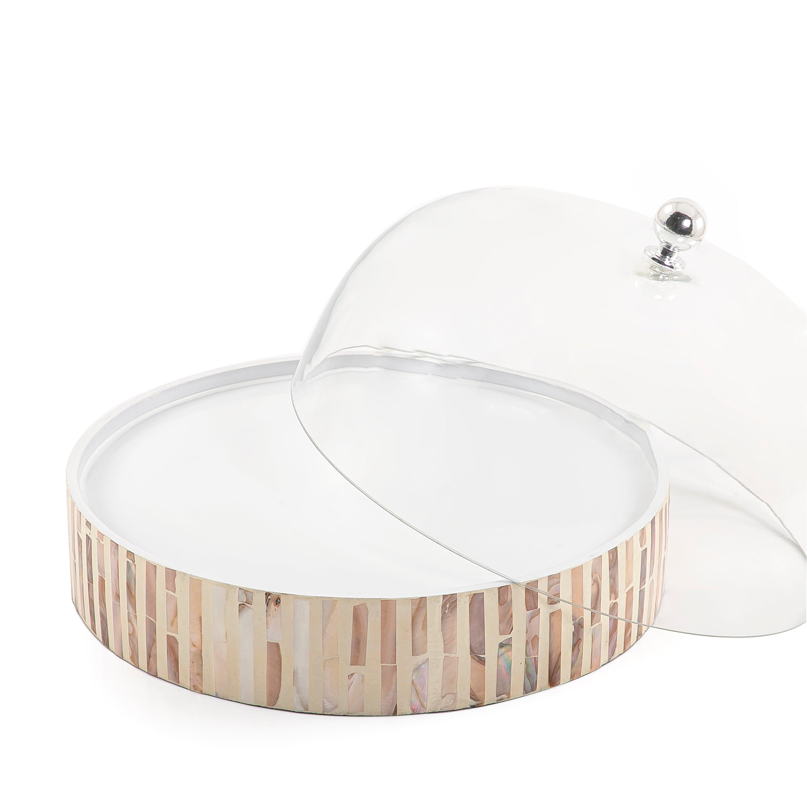 Mother of pearl plate with glass cover - CASCADES