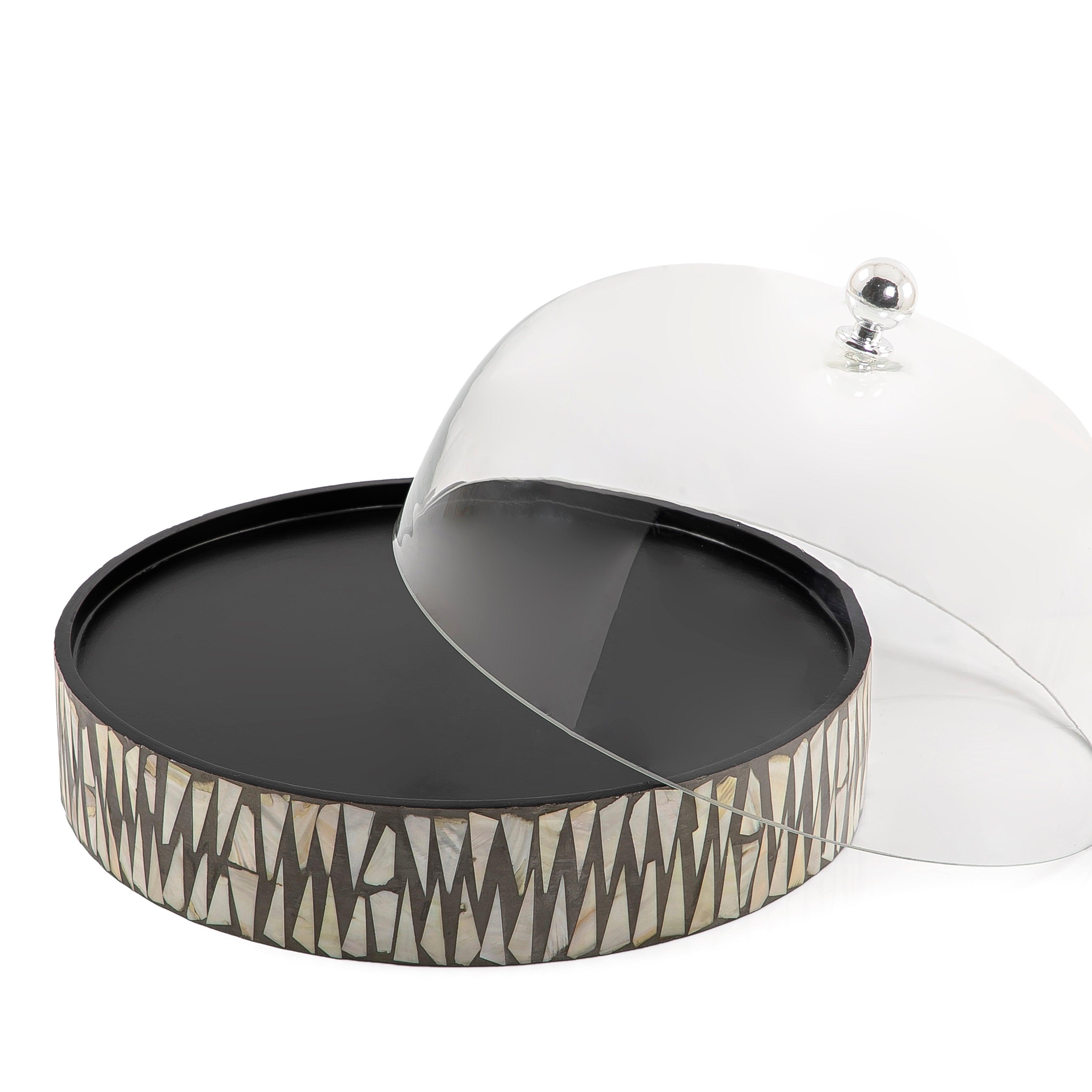 Mother of pearl plate with glass cover - CASCADES