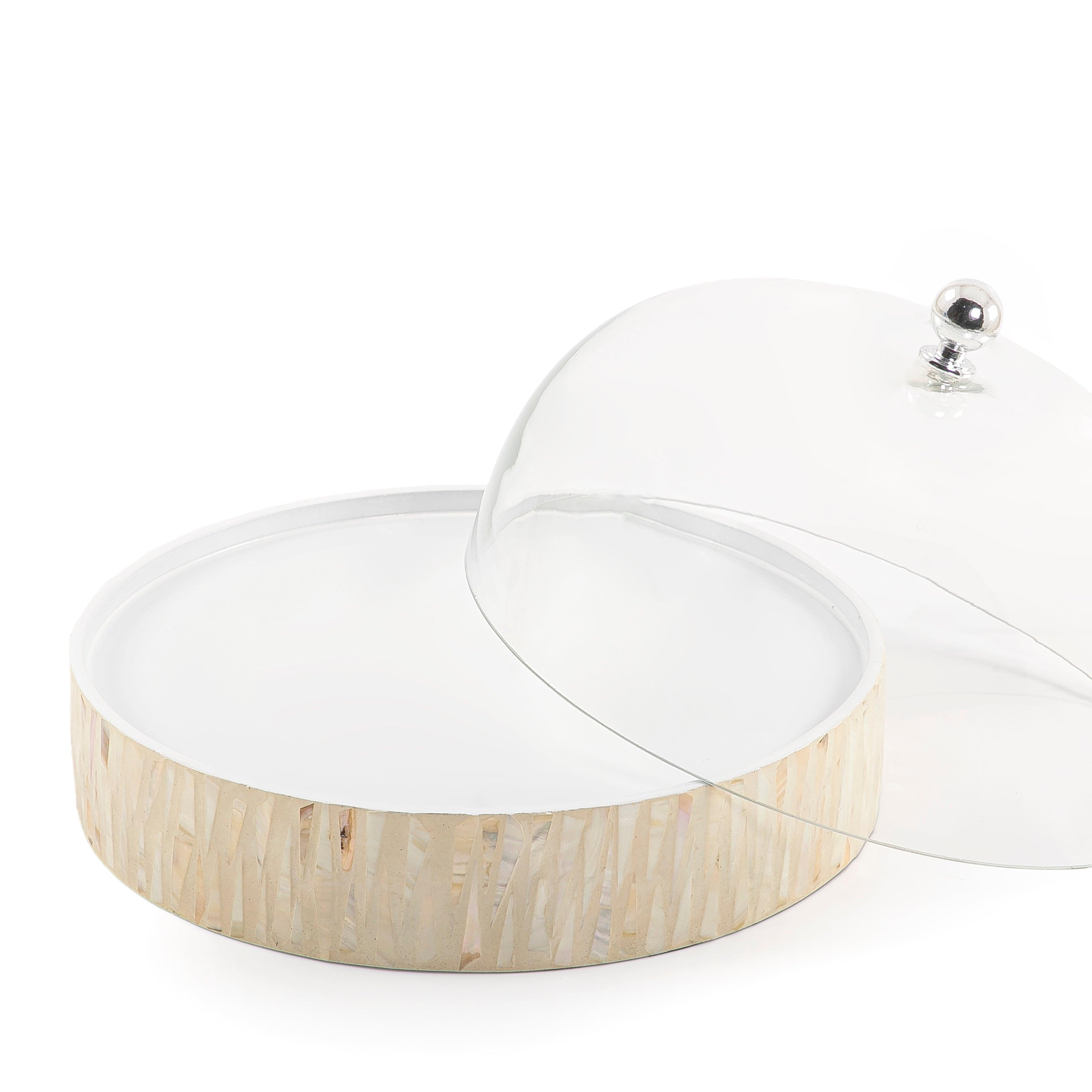 Mother of pearl plate with glass cover - CASCADES