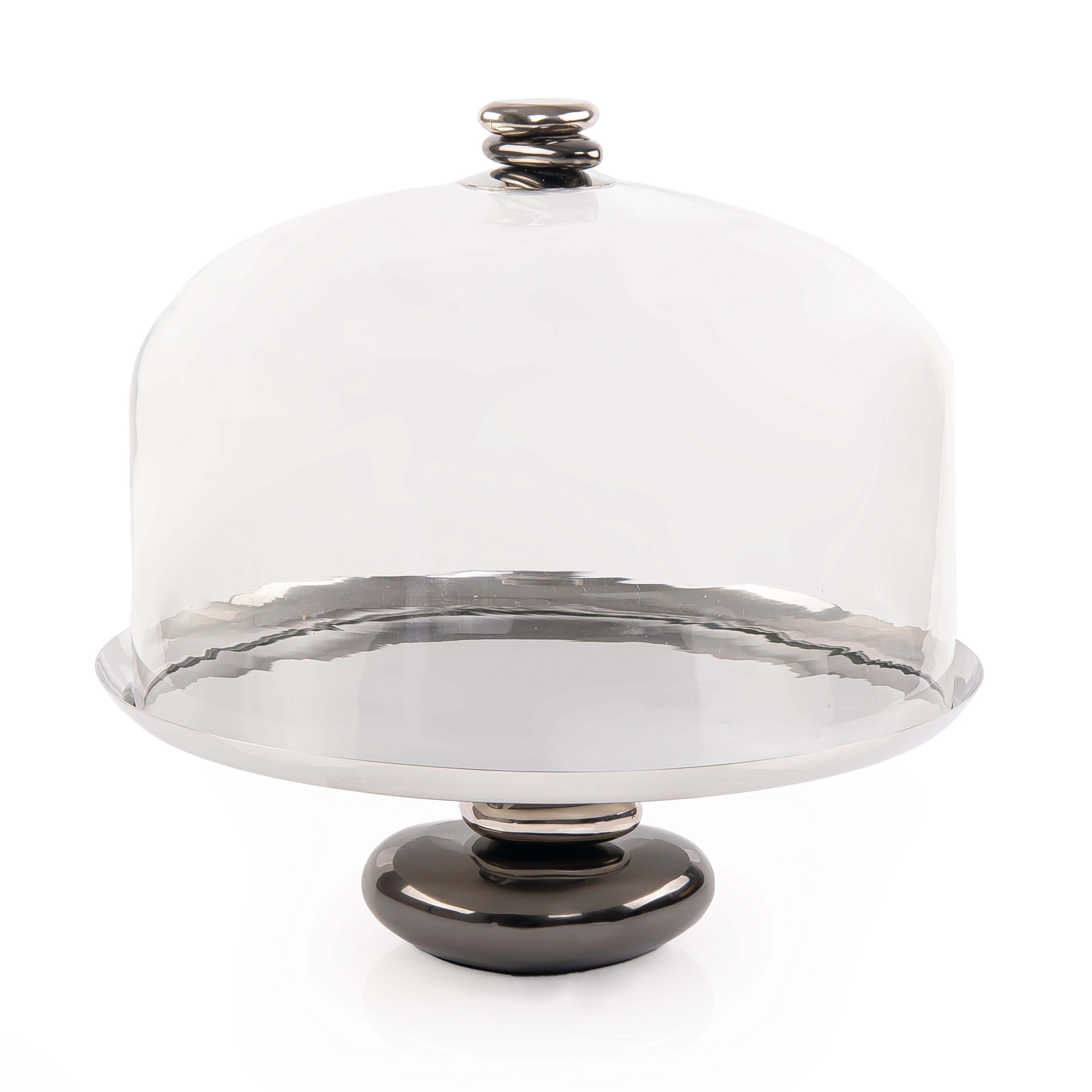 Cake stand with pebble base - Silver