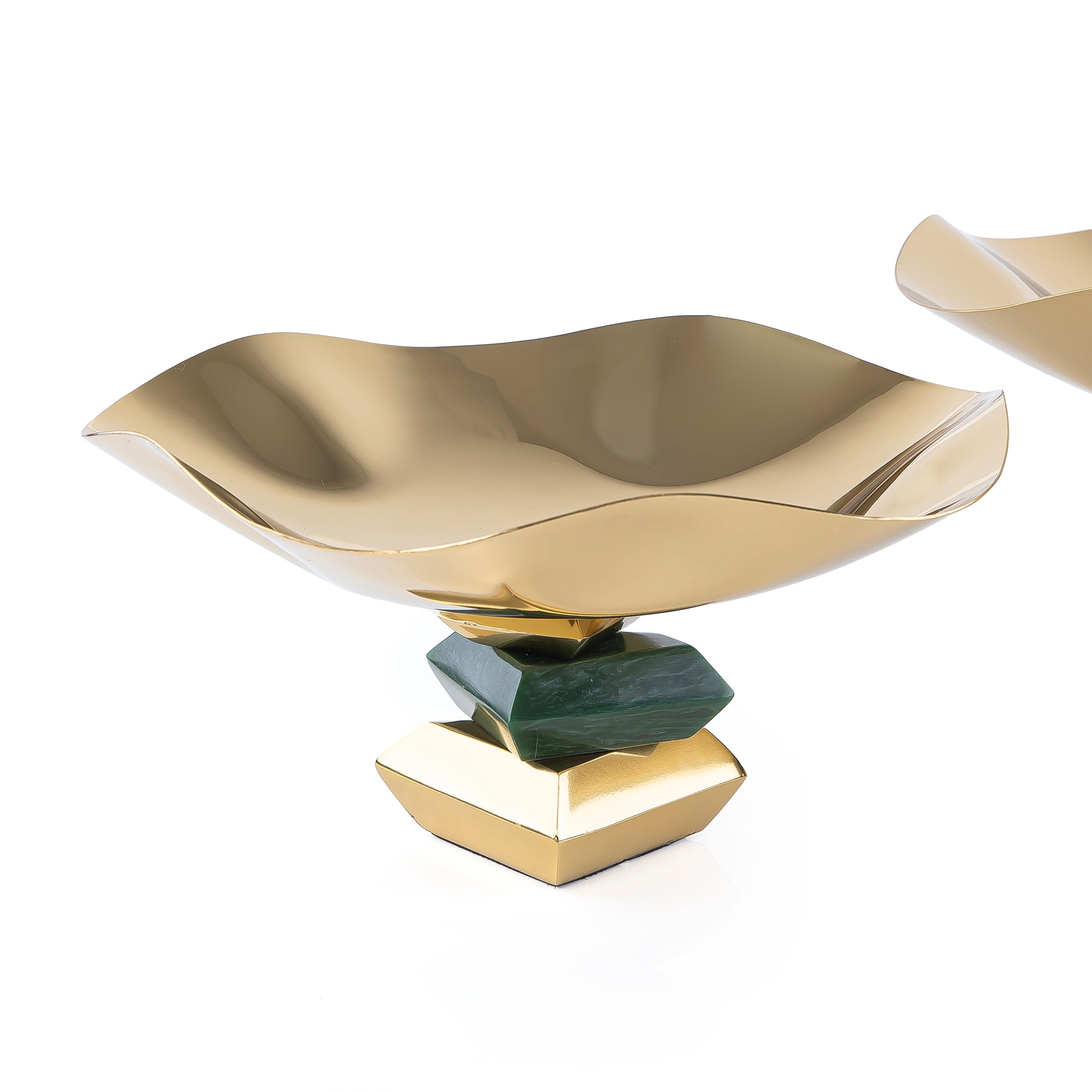Set of 2 Metal Cake Stand with gift box - Gold & Green