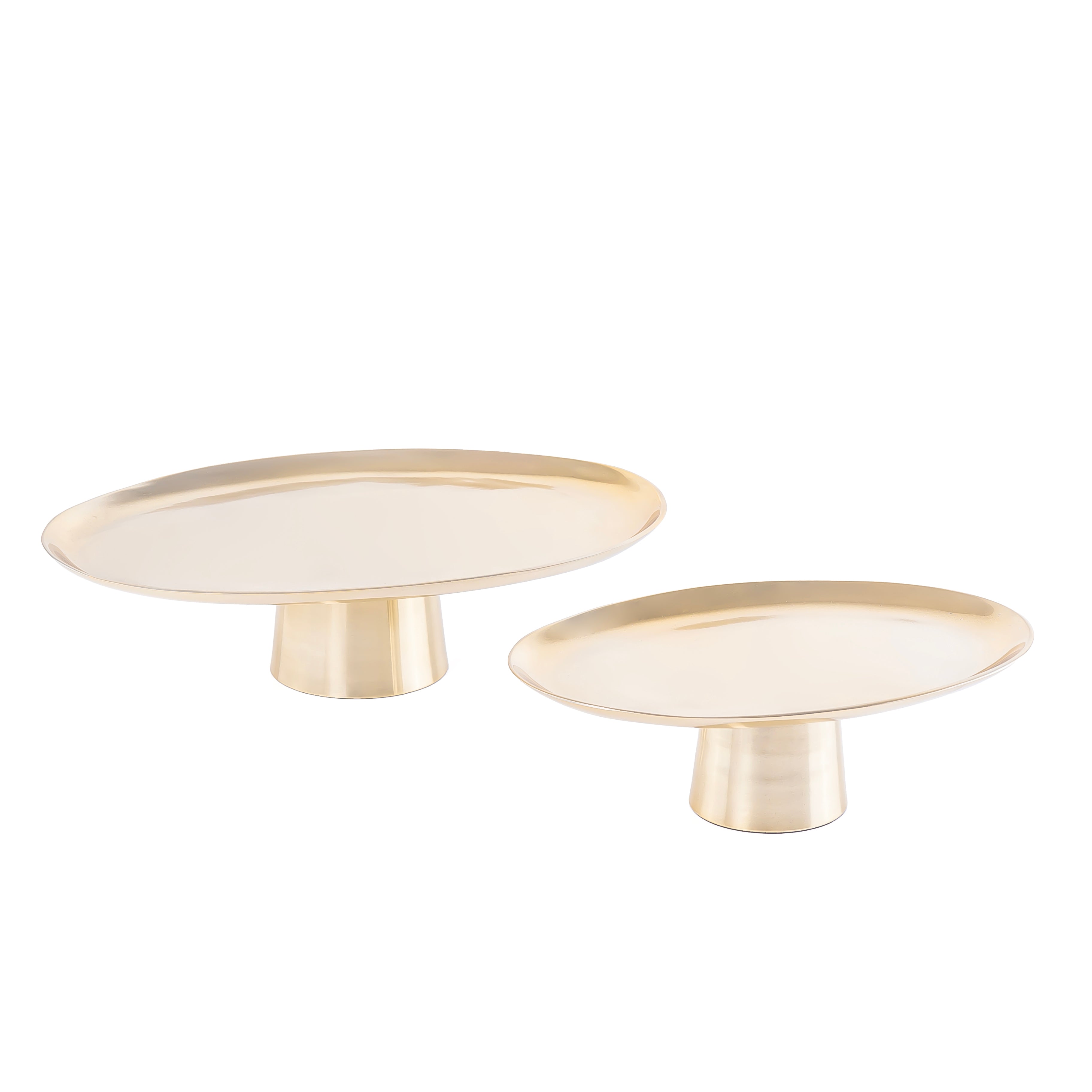 طقم 2 ستاندات تقديم بيضاوية من المعدن مع بوكس - ذهبي