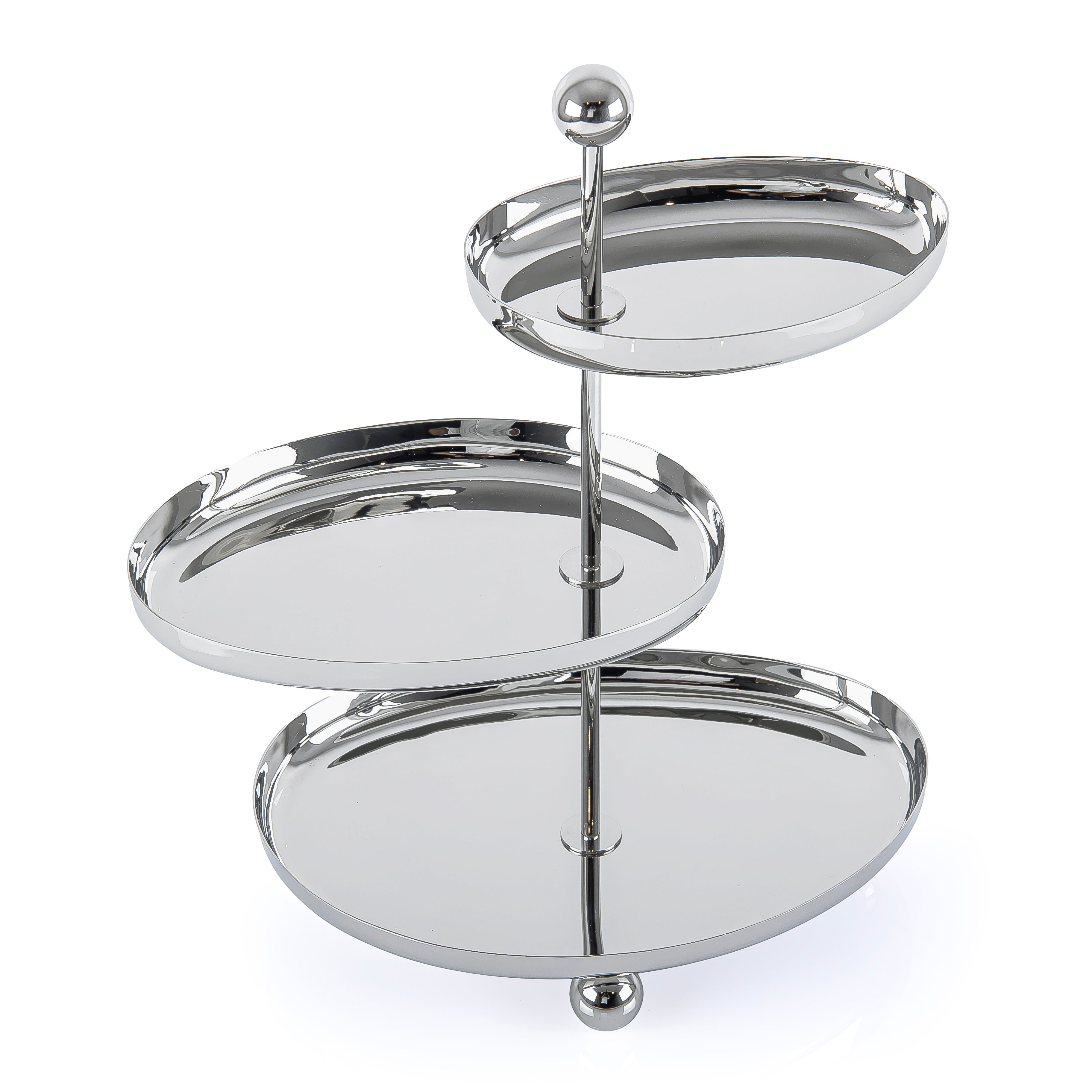 Round Three-Tier Stainless Steel Dish Stand