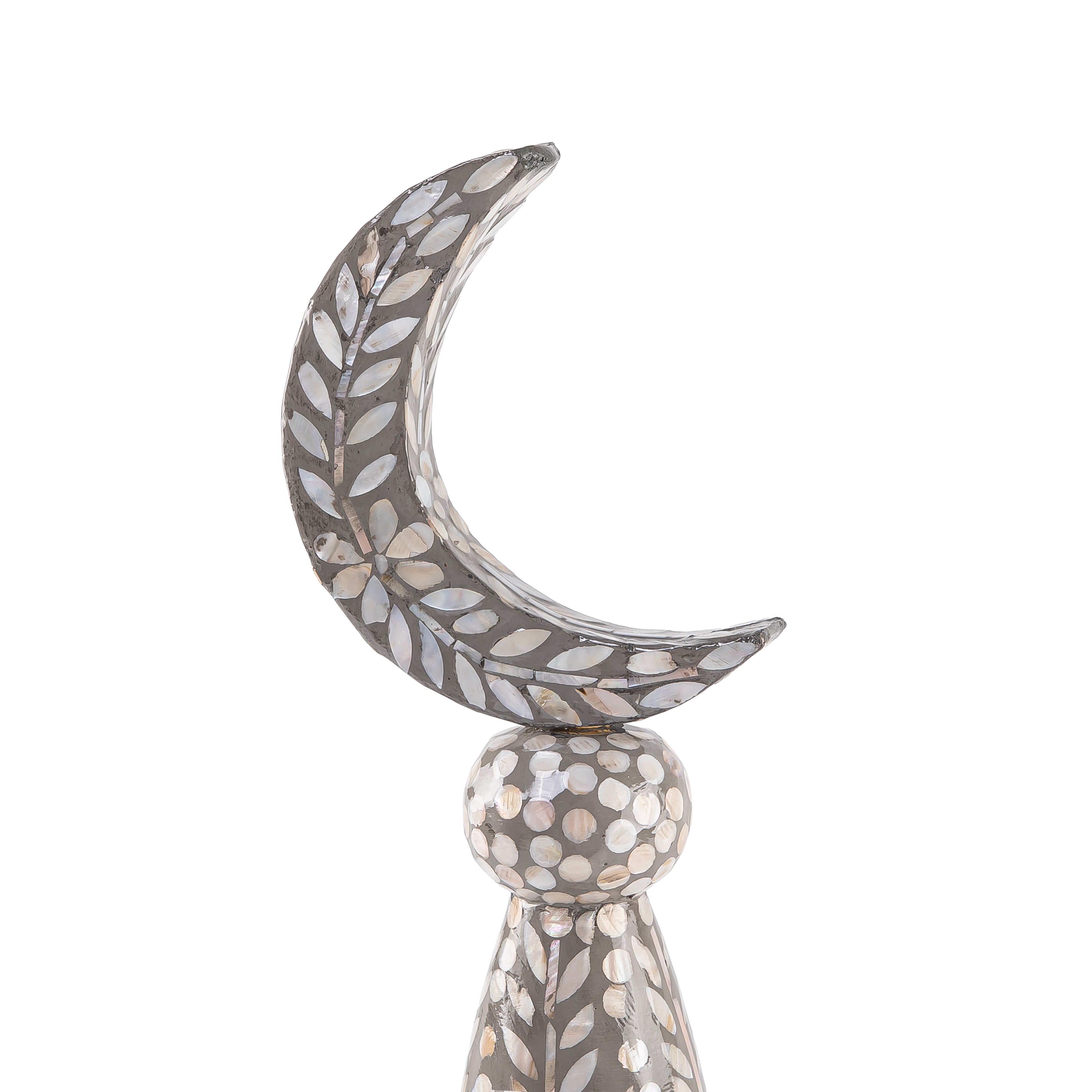 ستاند ديكور على شكل هلال حجم صغير - رمادي