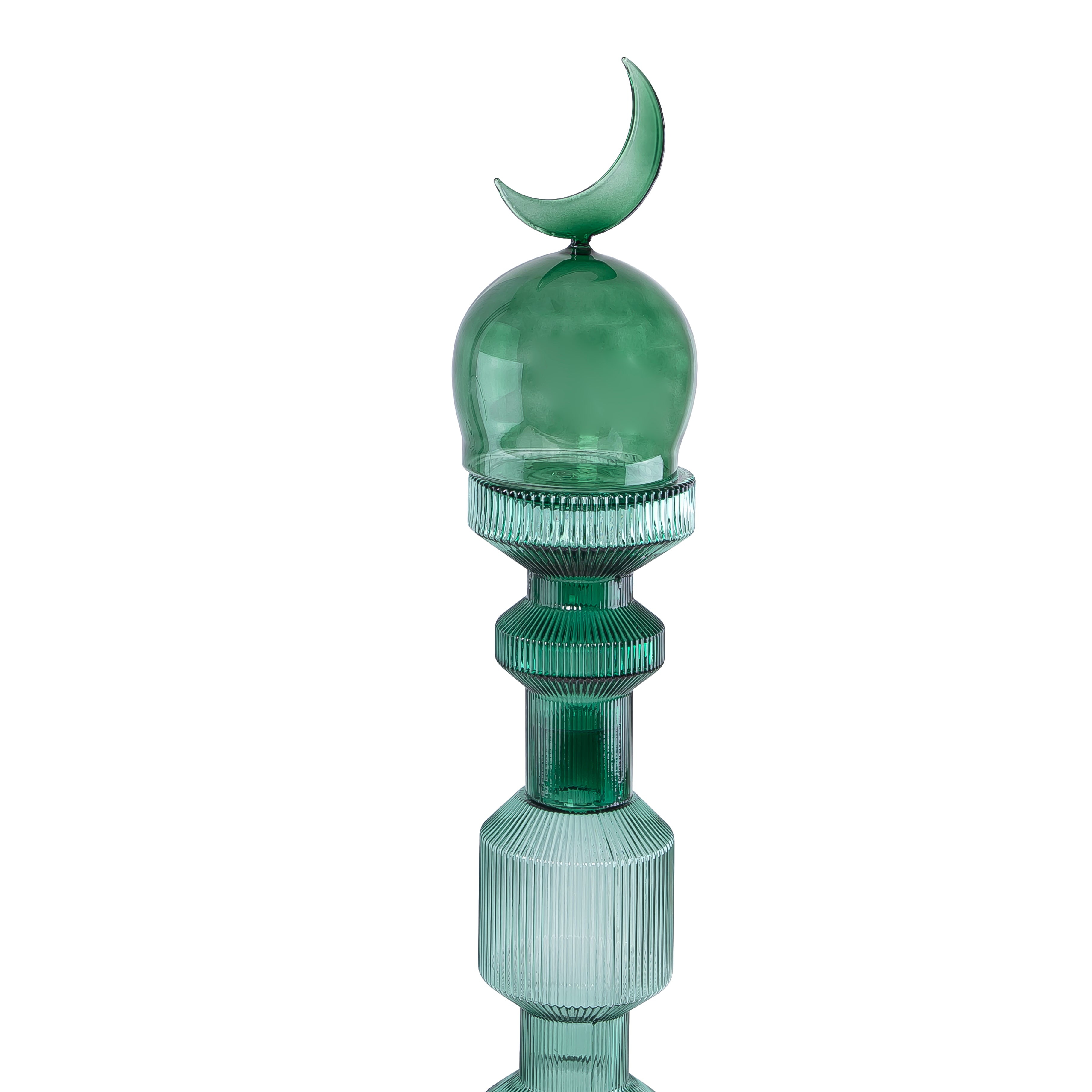 قطعة ديكور زجاجية حجم وسط علي شكل مأذنة مع بوكس هدايا - أخضر