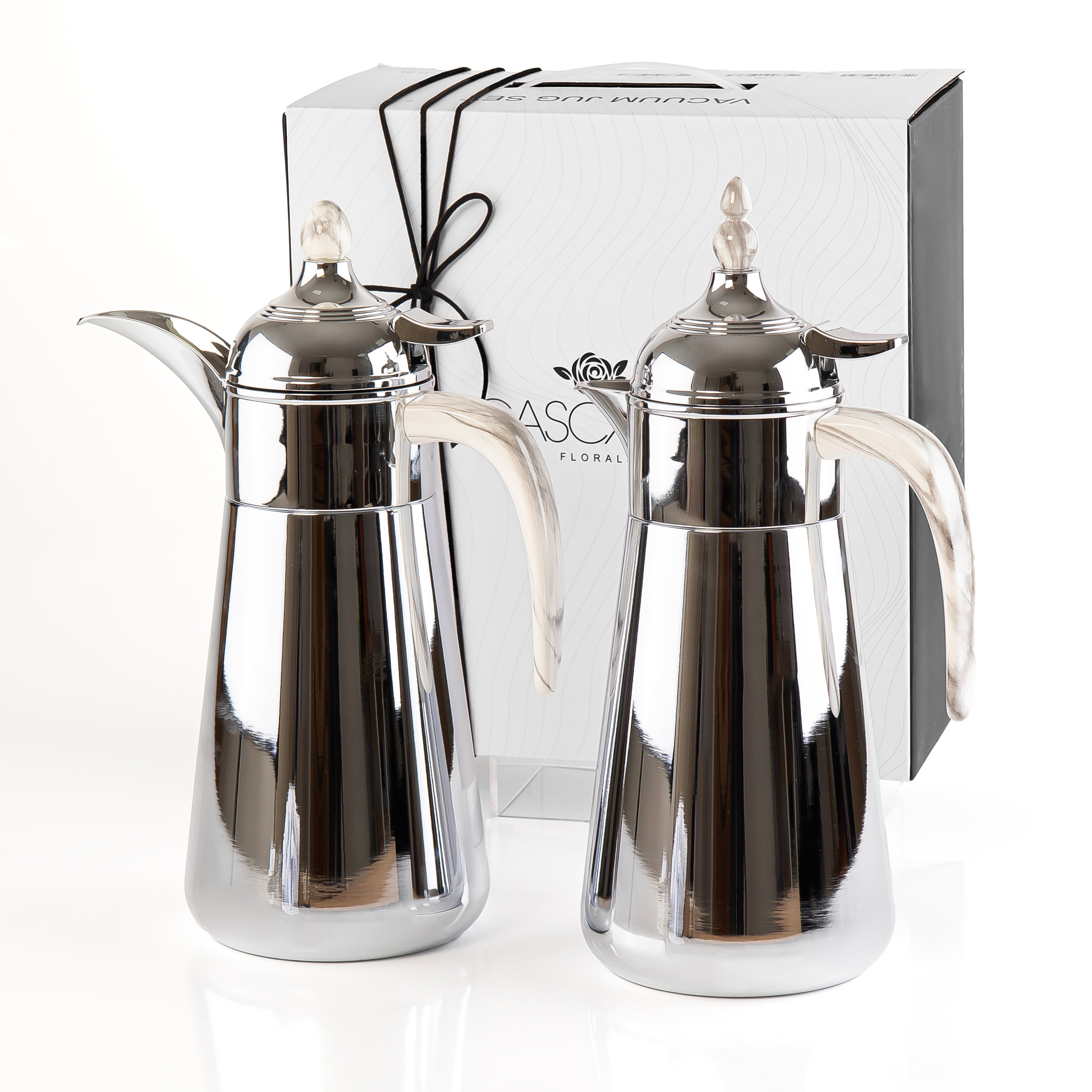 Elegant Set Of 2 Stainless Steel 1 liter Thermos With Gift Box