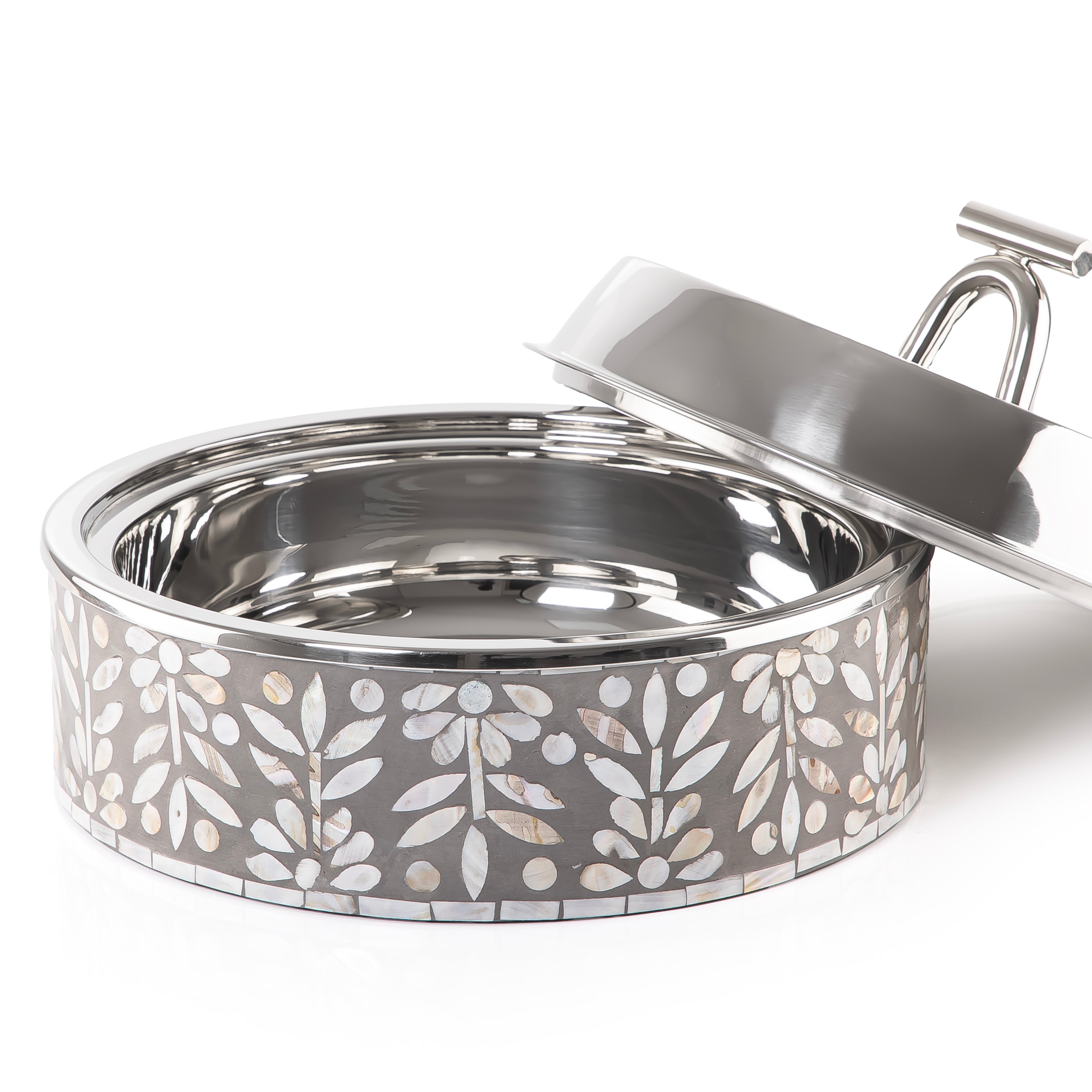 حافظ حرارة الطعام من الصدف و الإستانلس ستيل حجم كبير - رمادي