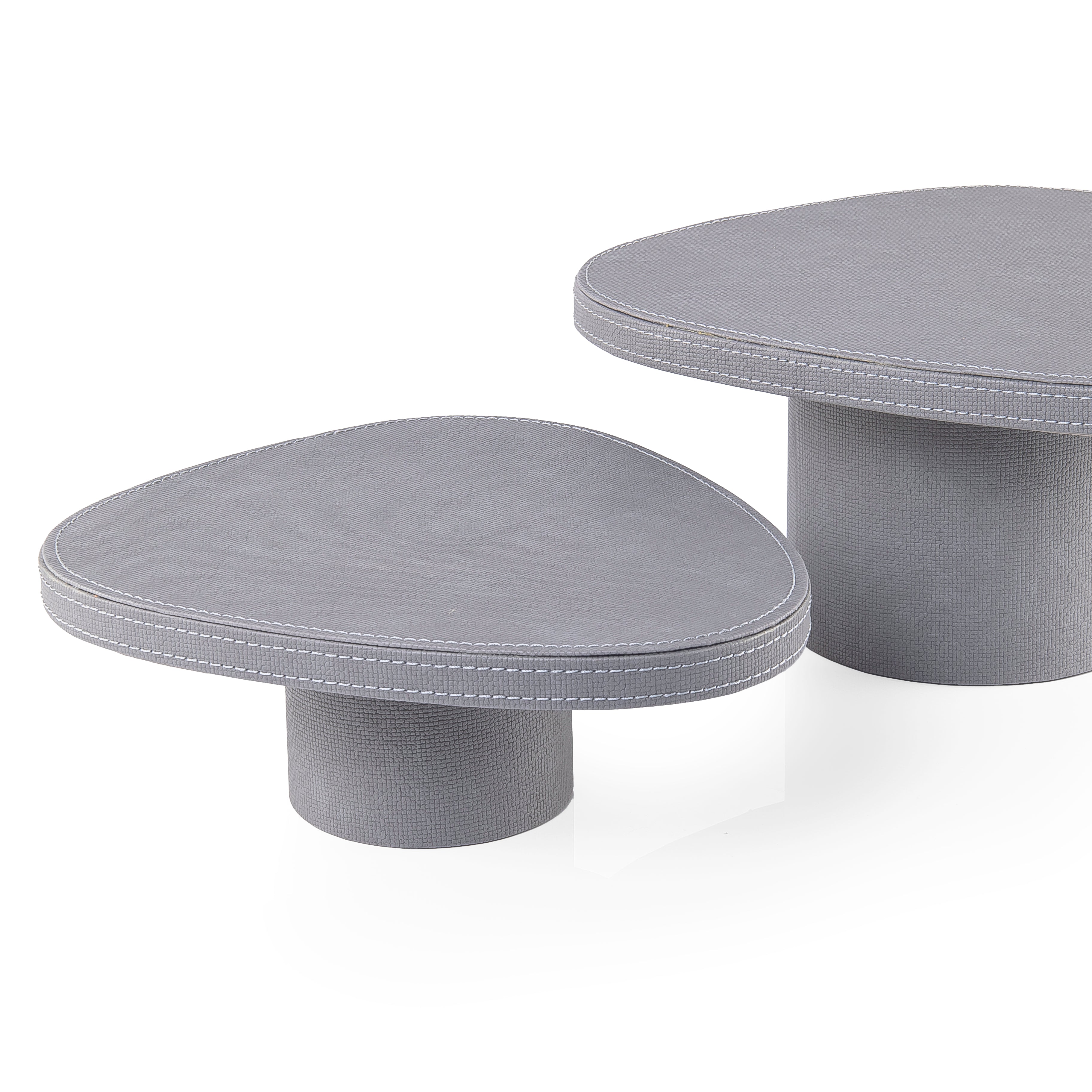 Set of 2 grey leather stand with gift box