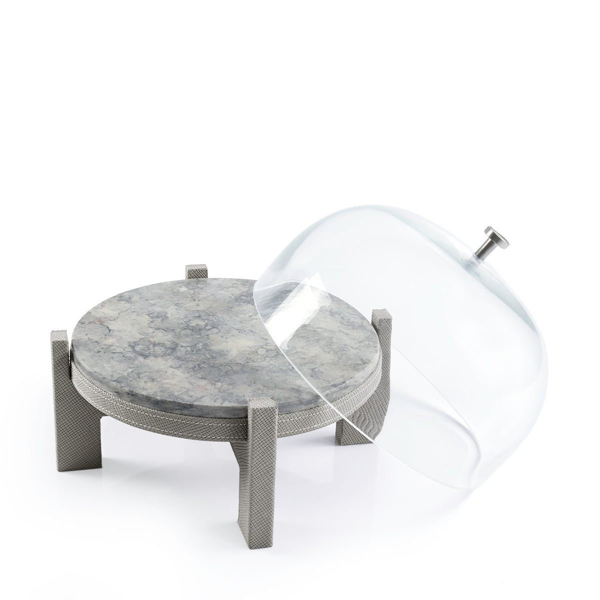 marble leather base stand with glass cover