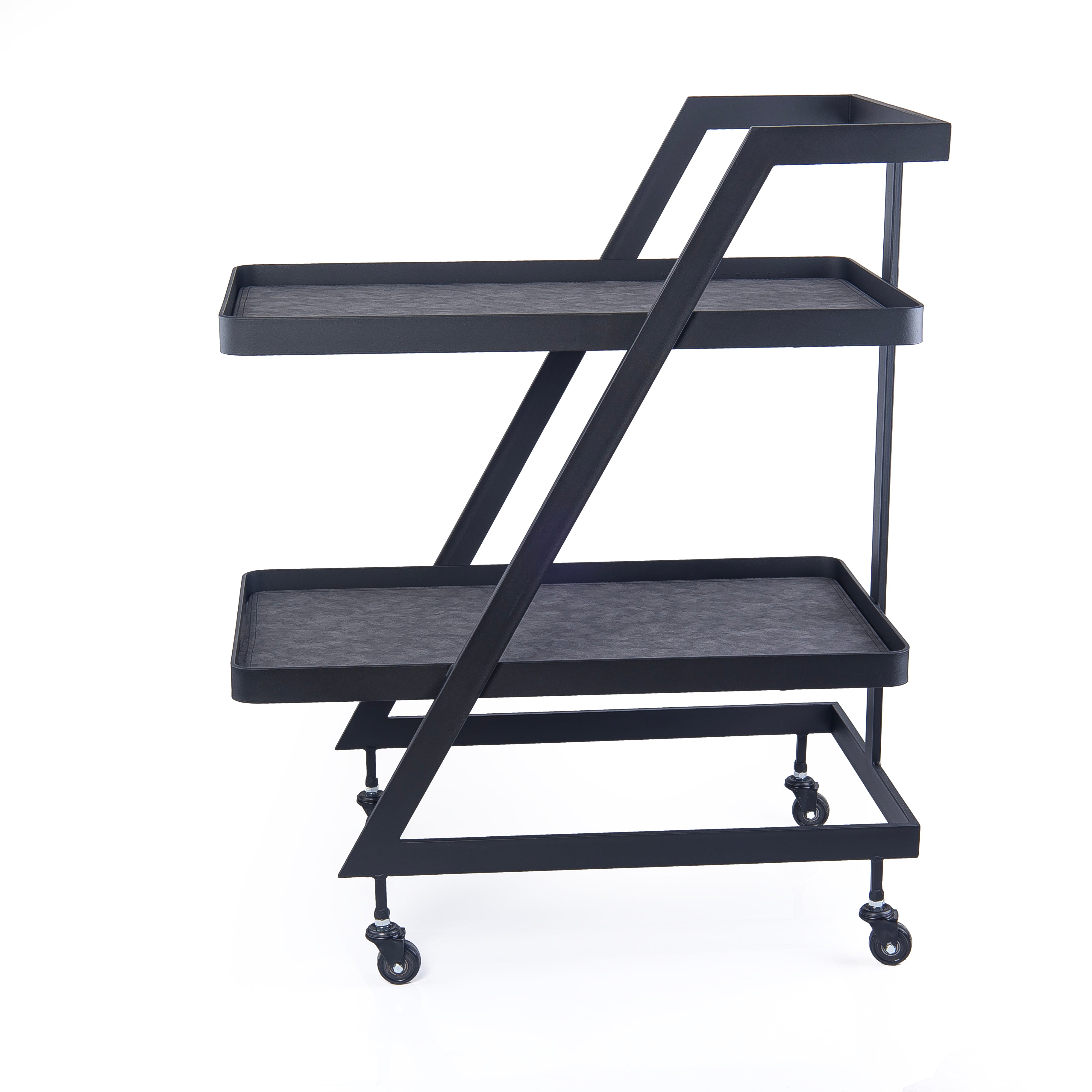 ترولي من المعدن والجلد - أسود