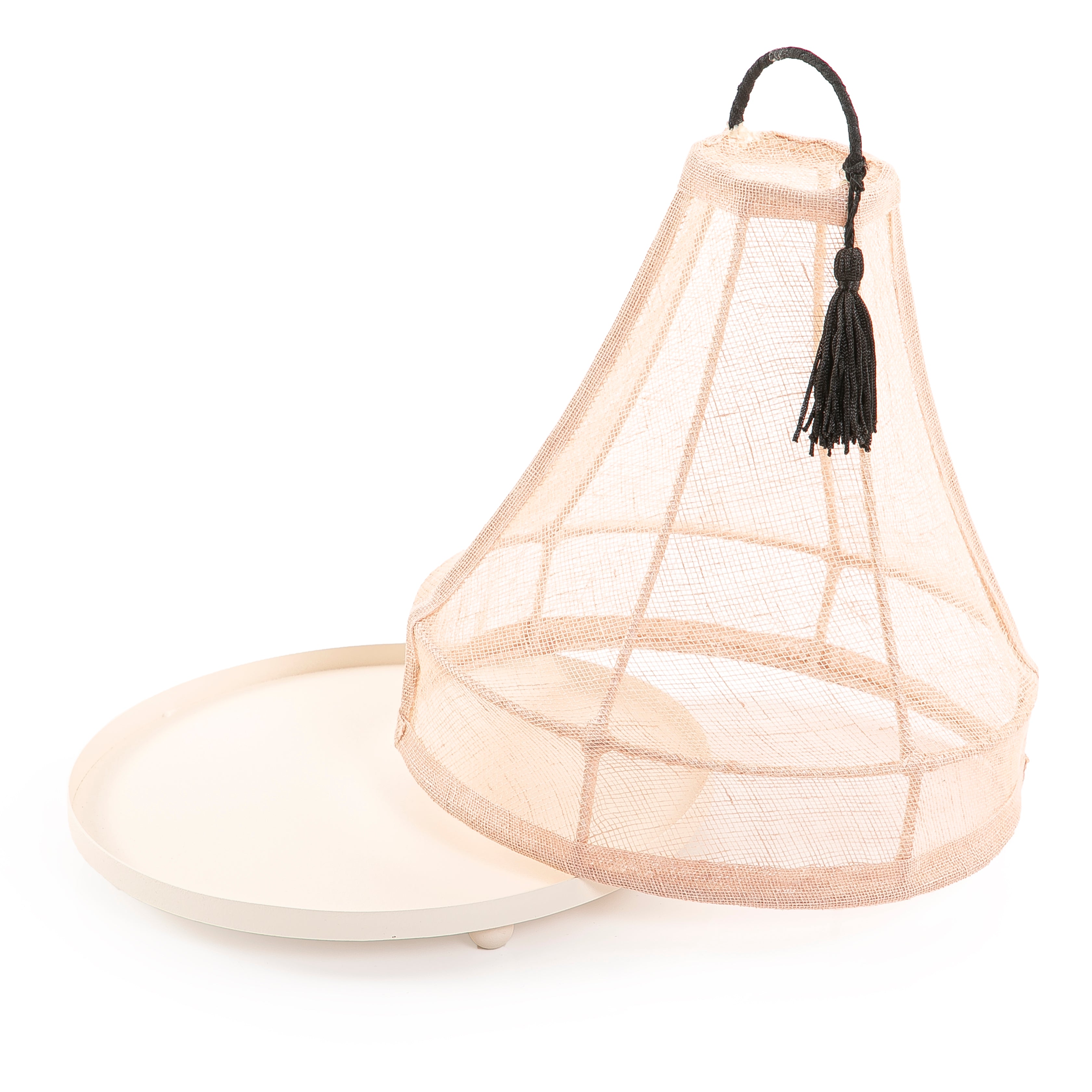 صينية معدن بغطاء كتان