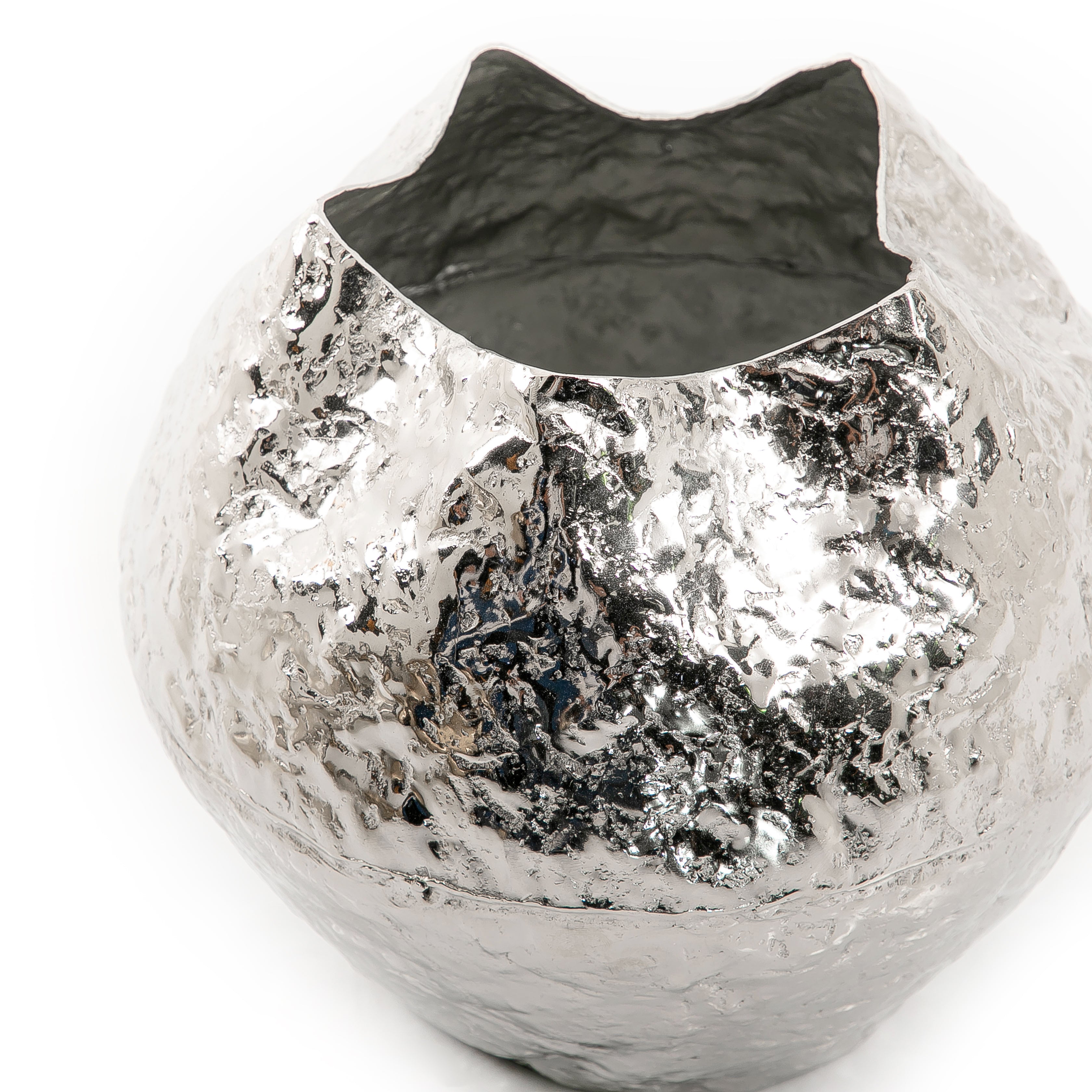 Silver Spherical Metal Vase