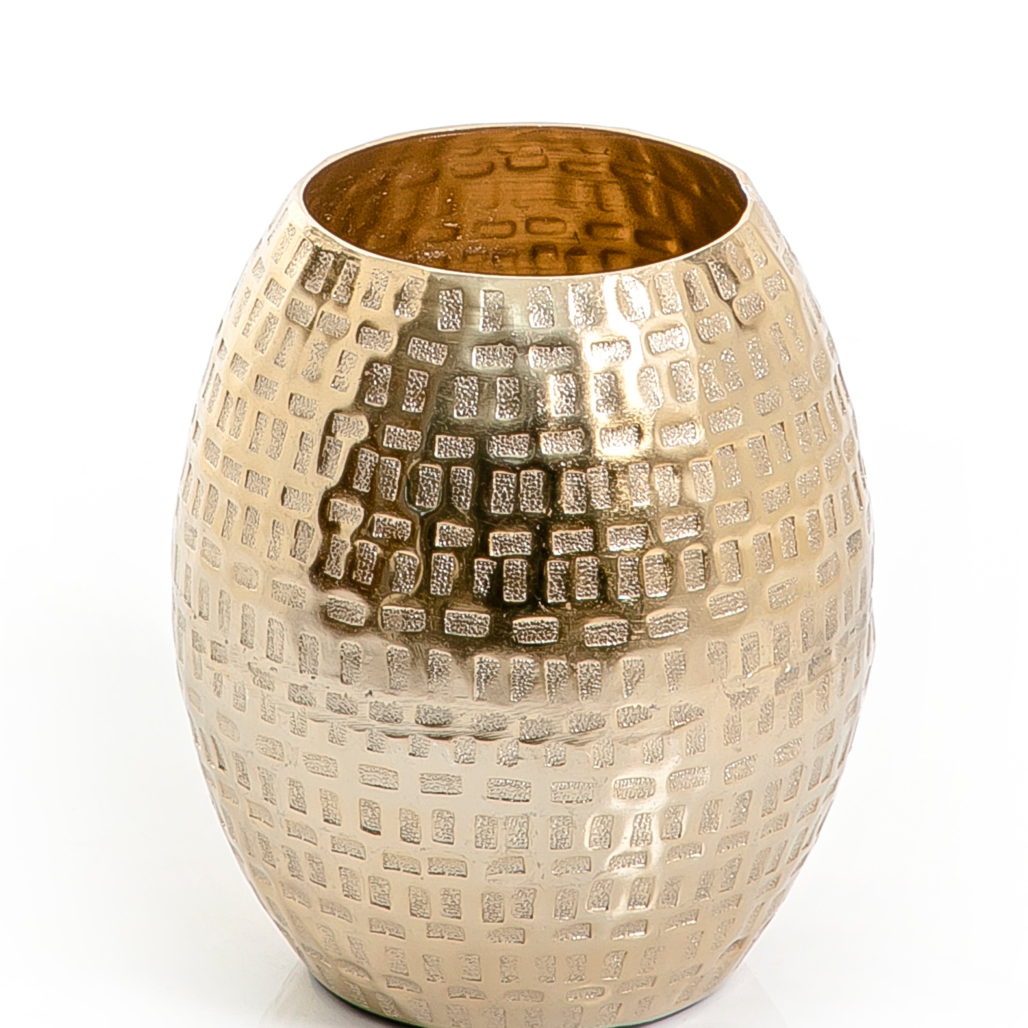 Gold Barrel Metal Vase