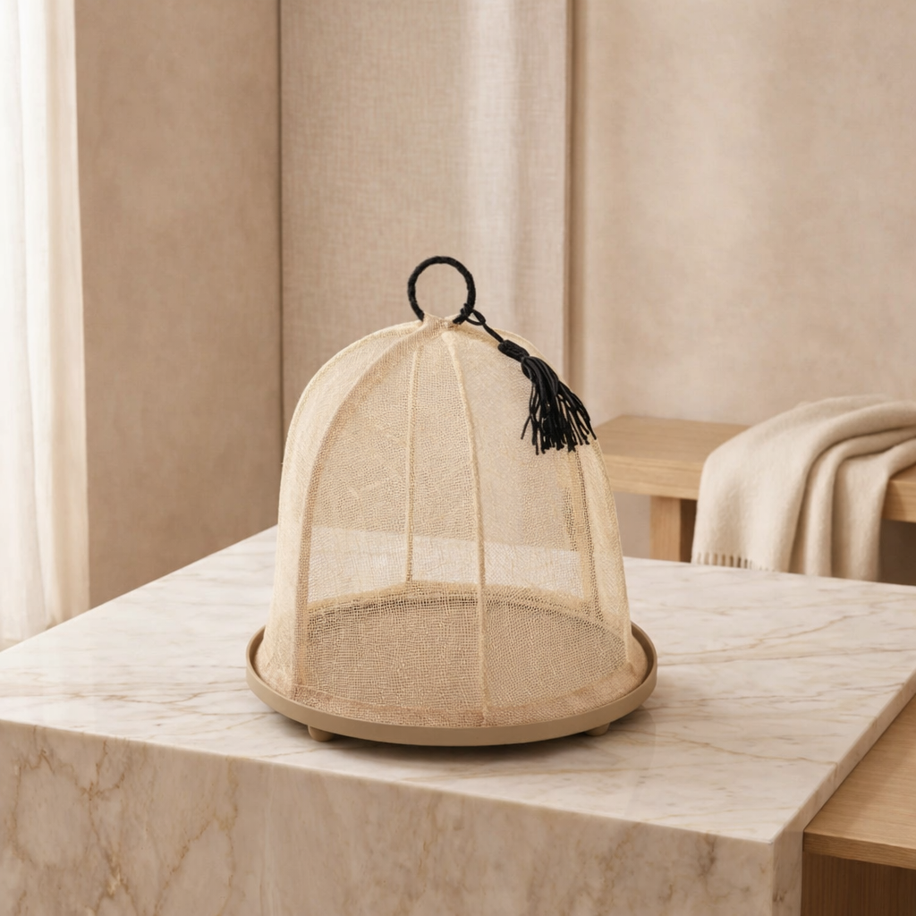 Linen cover with metal base