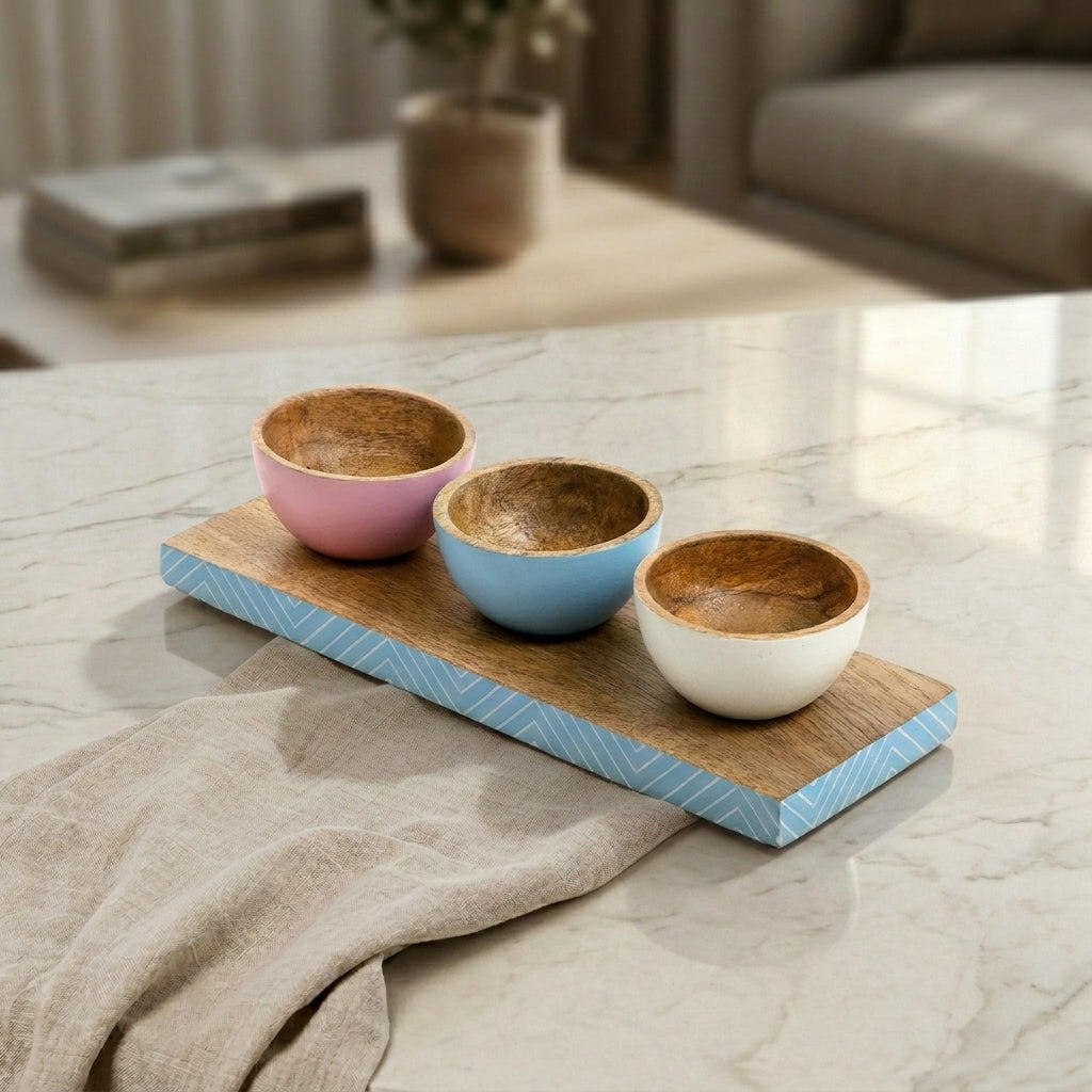 Wooden 3 bowls