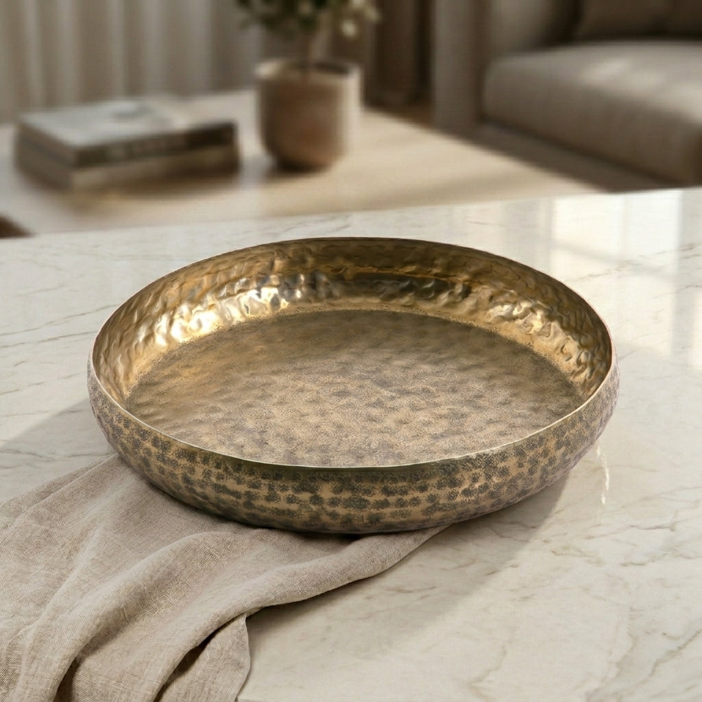 Golden round metal plate