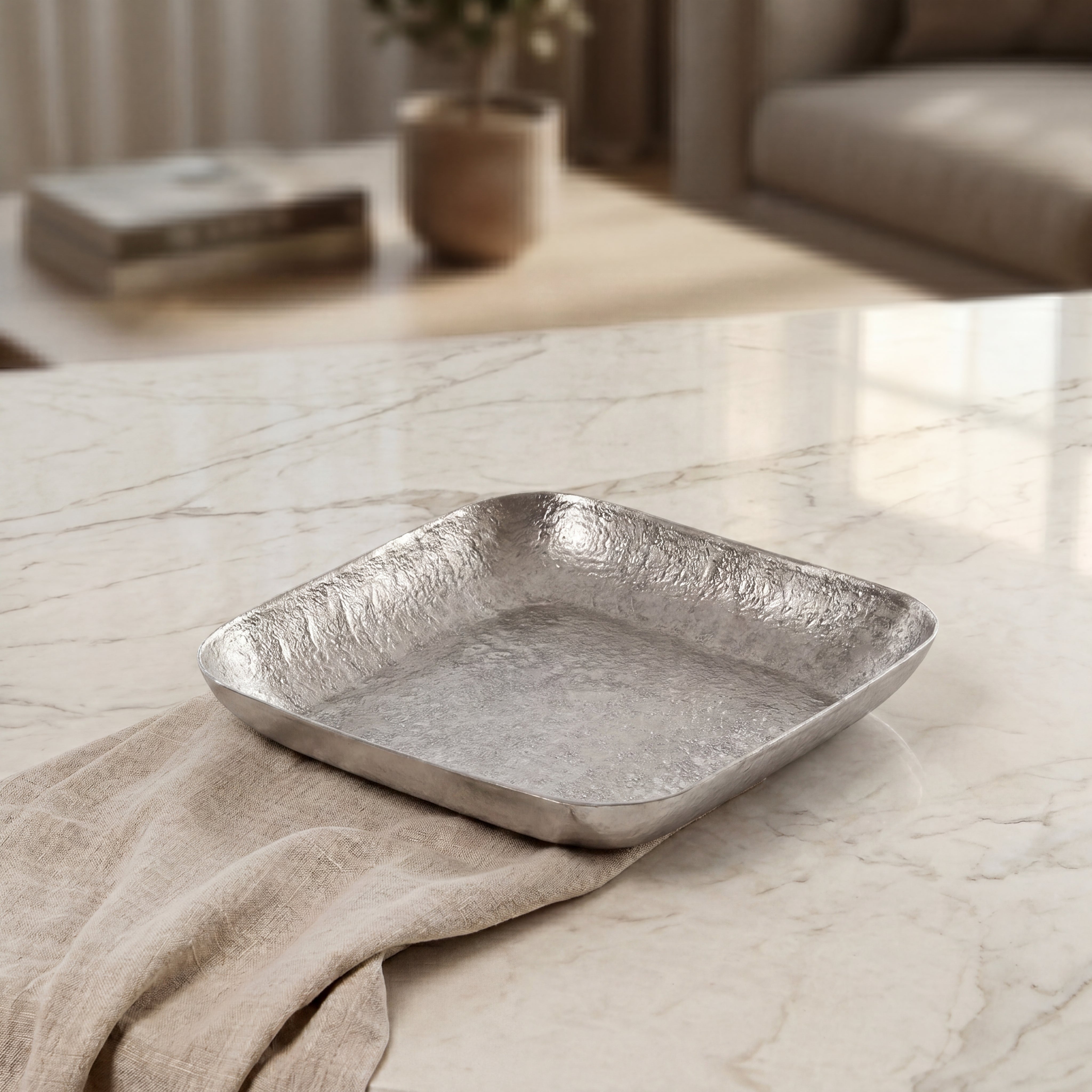 Silver square metal plate