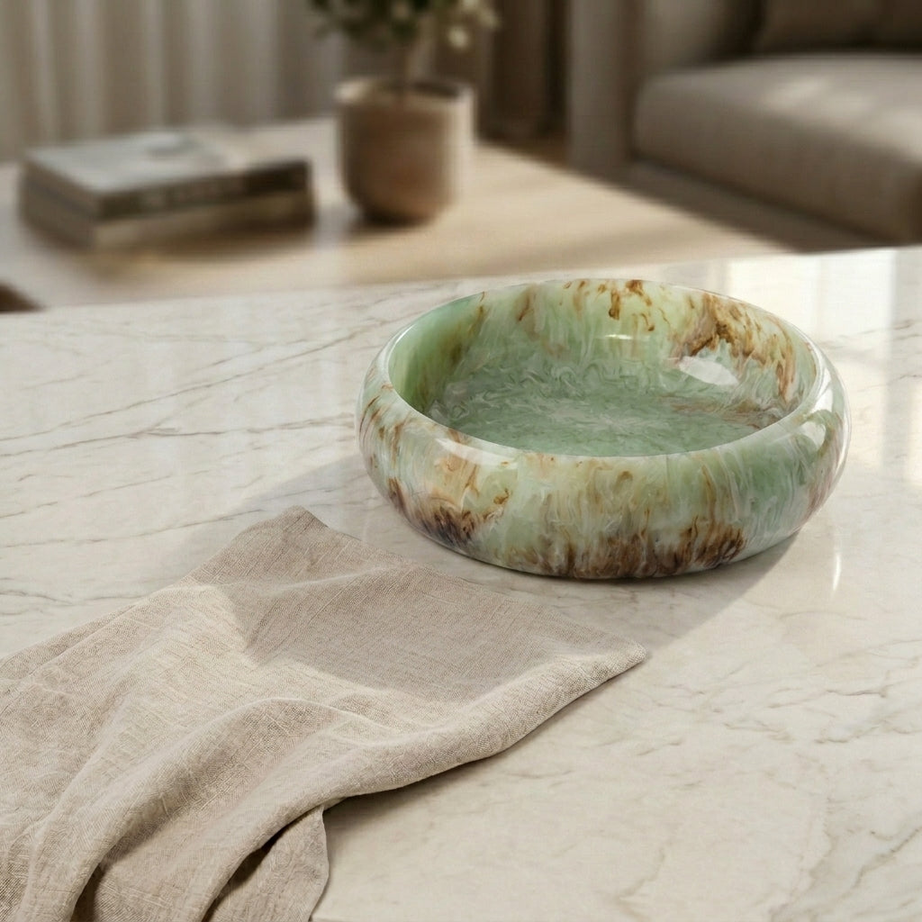 Resin Round Serving Bowl - Green