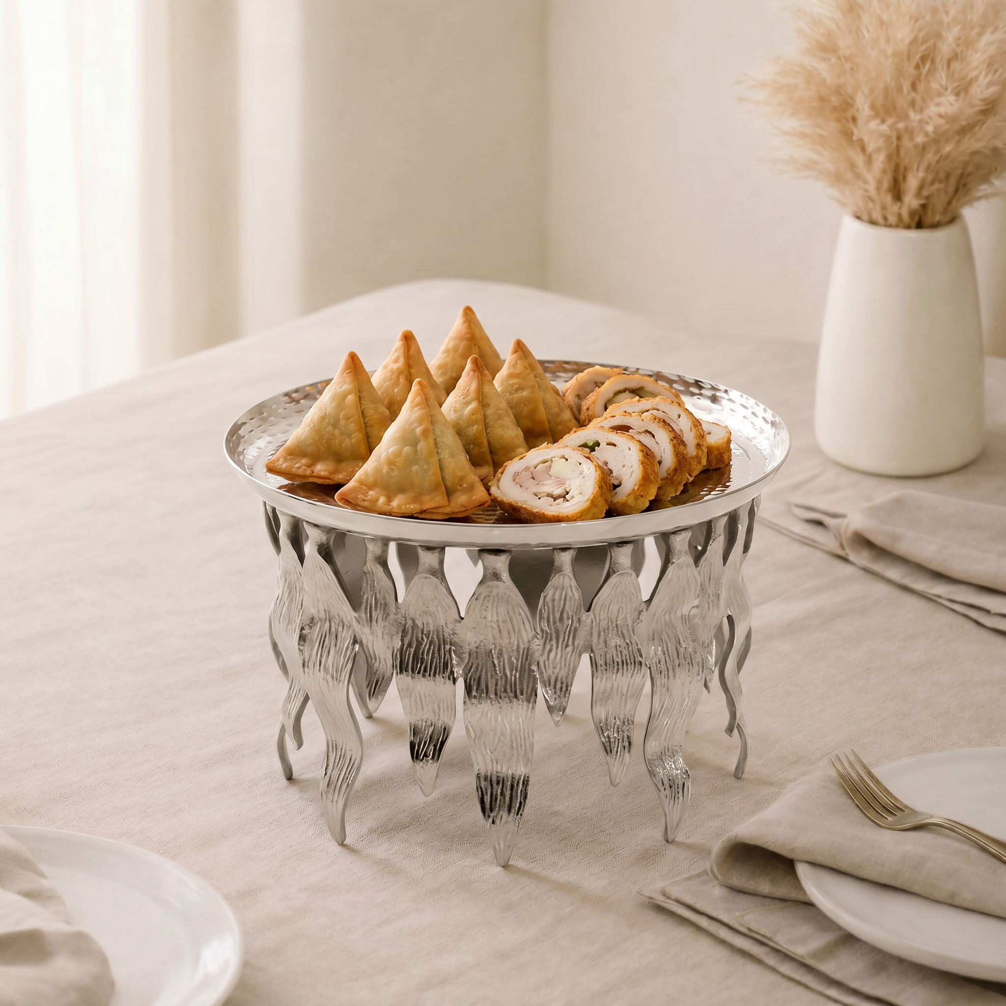 Silver Round Metal Stand