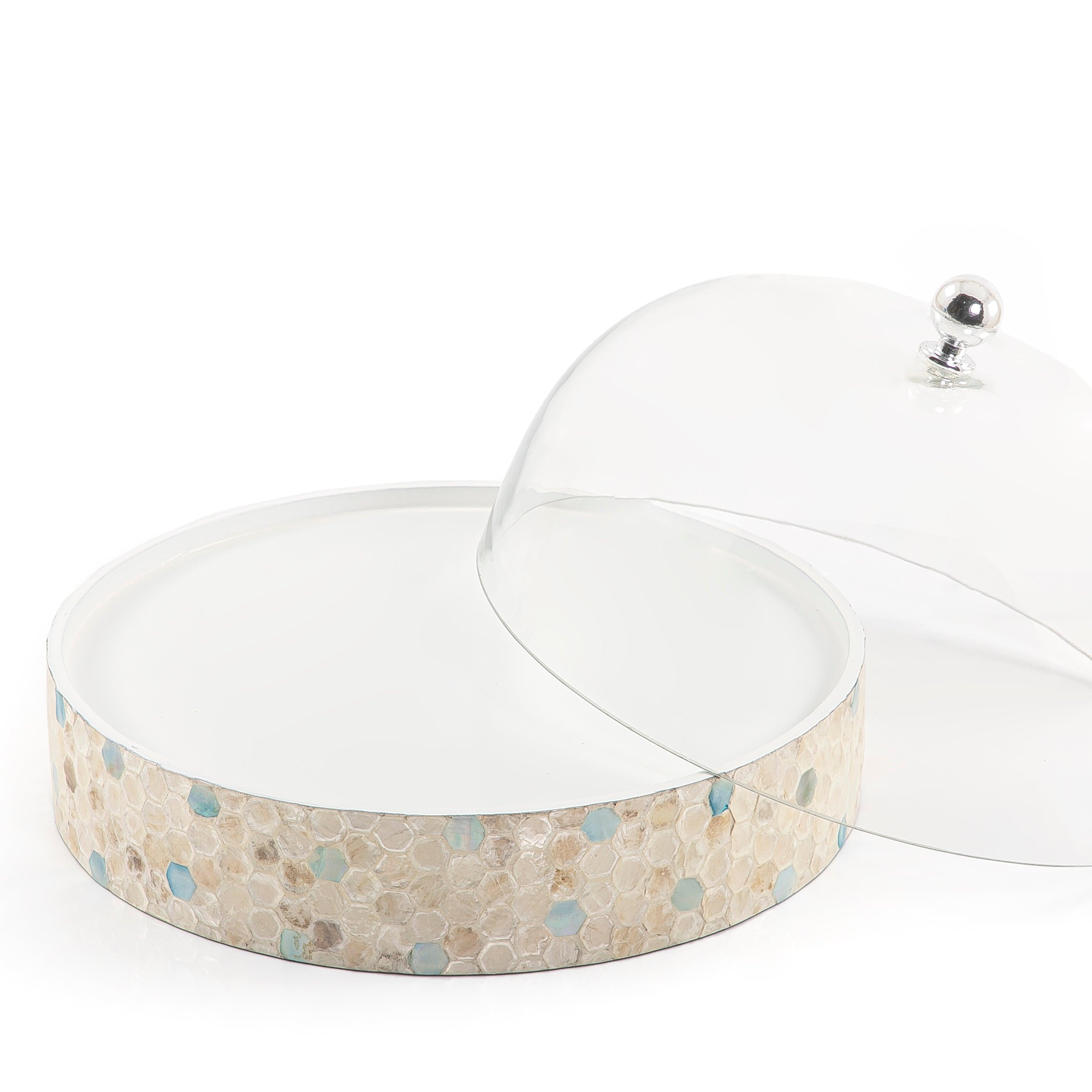 Mother of pearl plate with glass cover - CASCADES