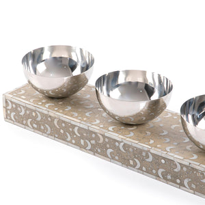 Set of 3 Mop stainless Bowl With Ramadan box- Dark Beige - CASCADES