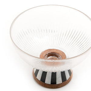Glass bowl with wooden base - CASCADES