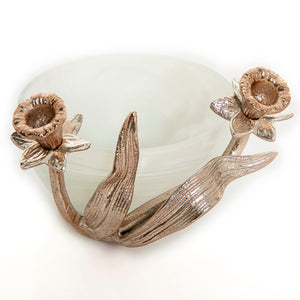 Glass bowl with metal base - CASCADES