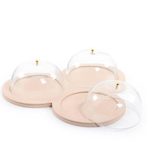 Leather plate with 3 glass cover - CASCADES