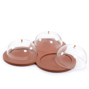 Leather plate with 3 glass cover - CASCADES