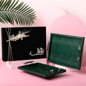 Set of 2 leather tray with gift box - CASCADES