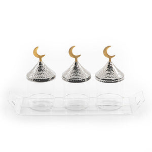 Set of 3 jars with metal cover and acrylic tray - CASCADES