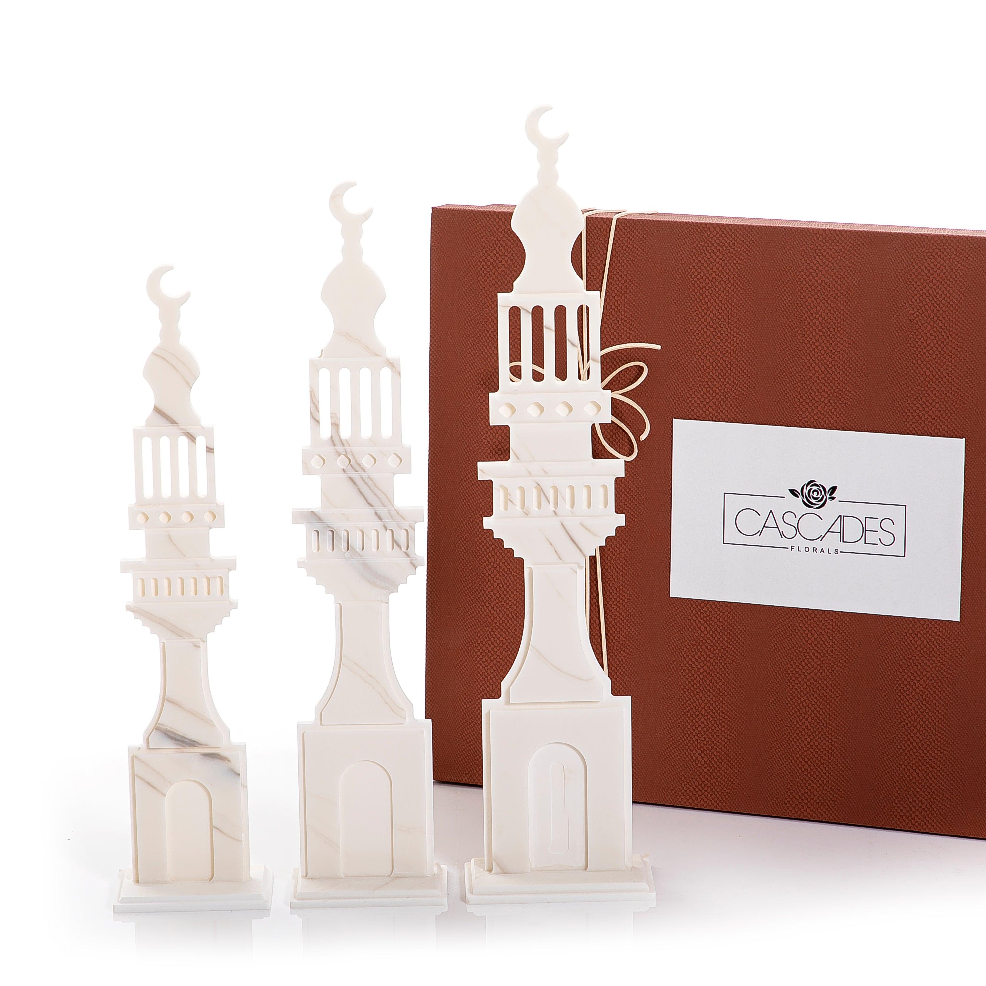 Set of 3 marble Islamic decorative stand with gift box - CASCADES