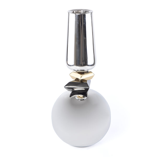 مبخر من الستانلس ستيل اللامع – فضي ذهبي