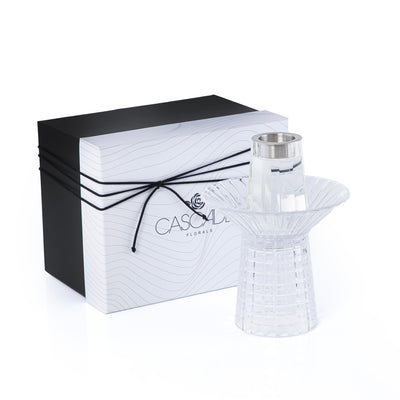 مبخر زجاجي بقاعدة منفصلة مع بوكس هدايا - أبيض