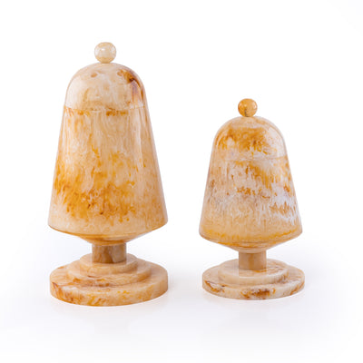 Elegant Resin Mabkhar Set of 2 pcs With Cover - Amber