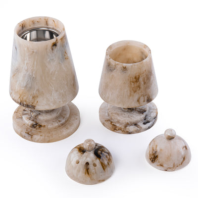 Elegant Resin Mabkhar Set of 2 pcs With Cover - Beige