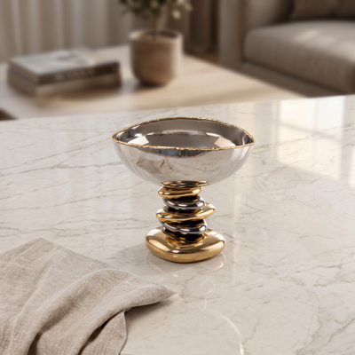 Metal Stand With Pebble Stack