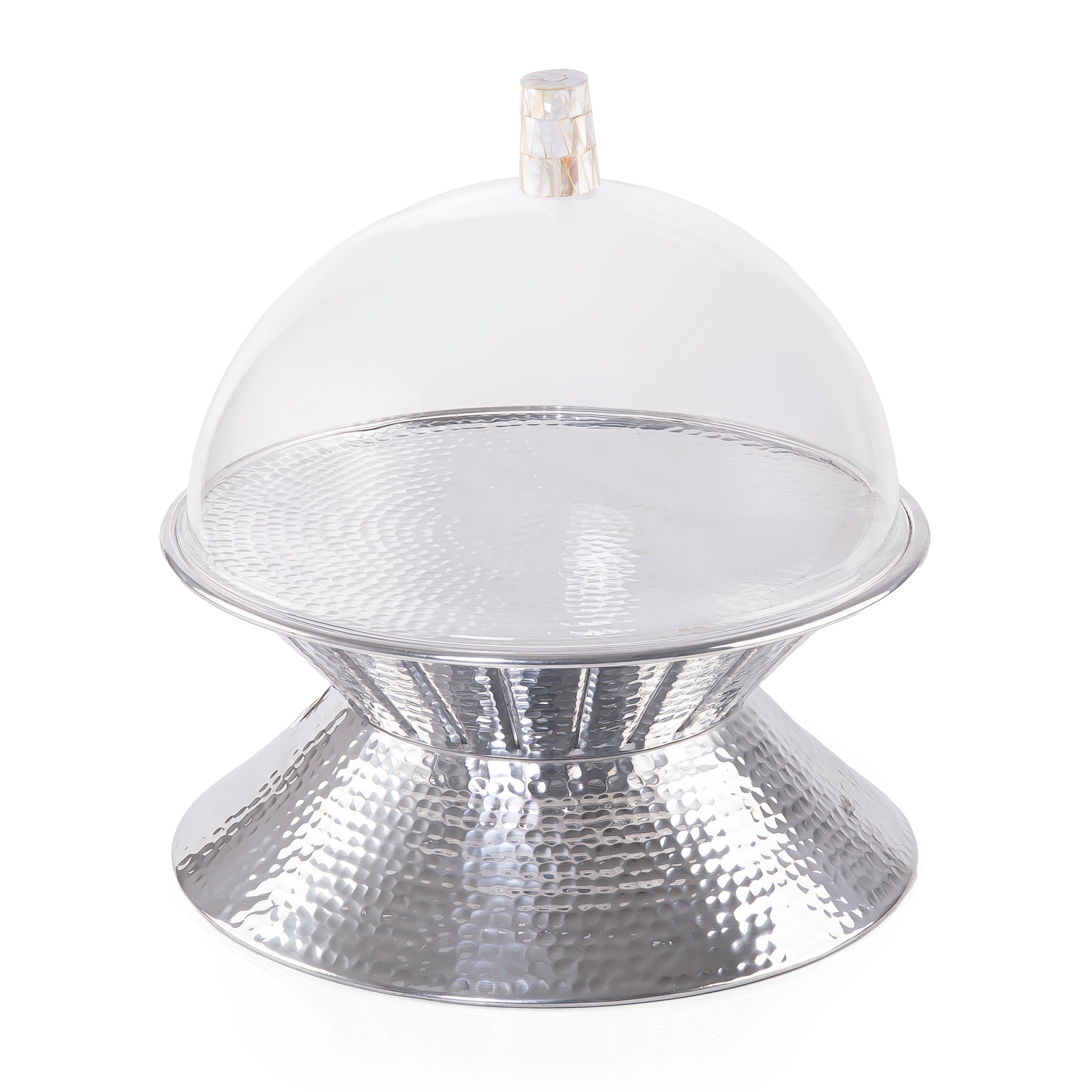 وعاء دائري فضي مزدوج الوجه - كبير