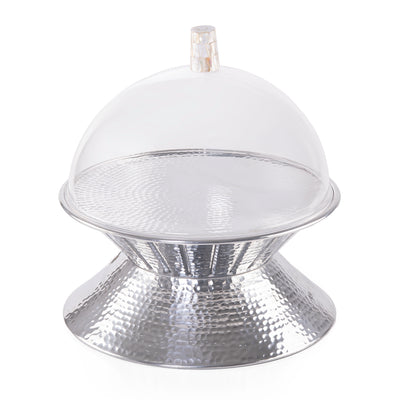 وعاء دائري فضي مزدوج الوجه - كبير