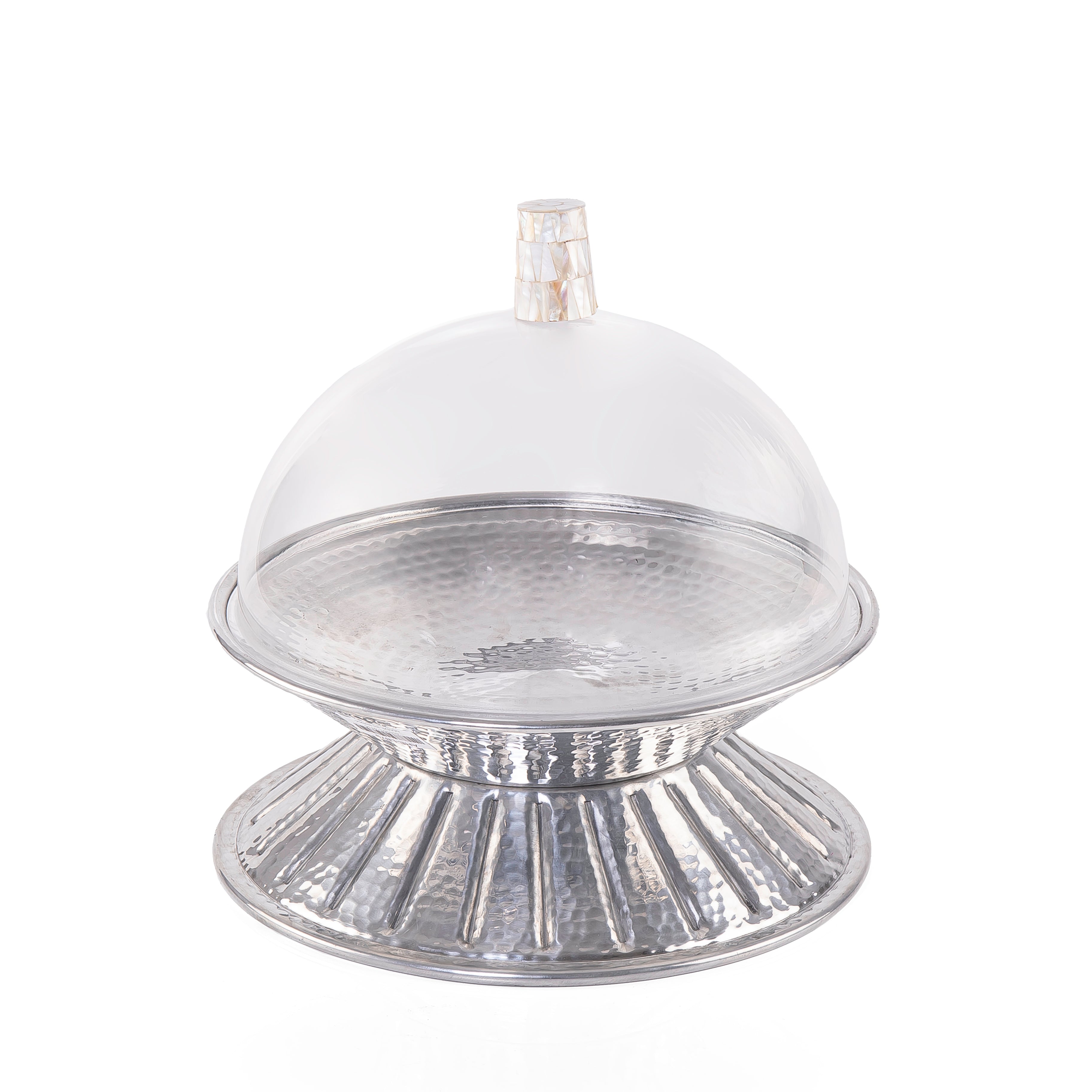 وعاء دائري فضي مزدوج الوجه - وسط