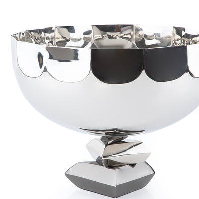 Round Metal Serving Bowl with base stand with gift box - Silver