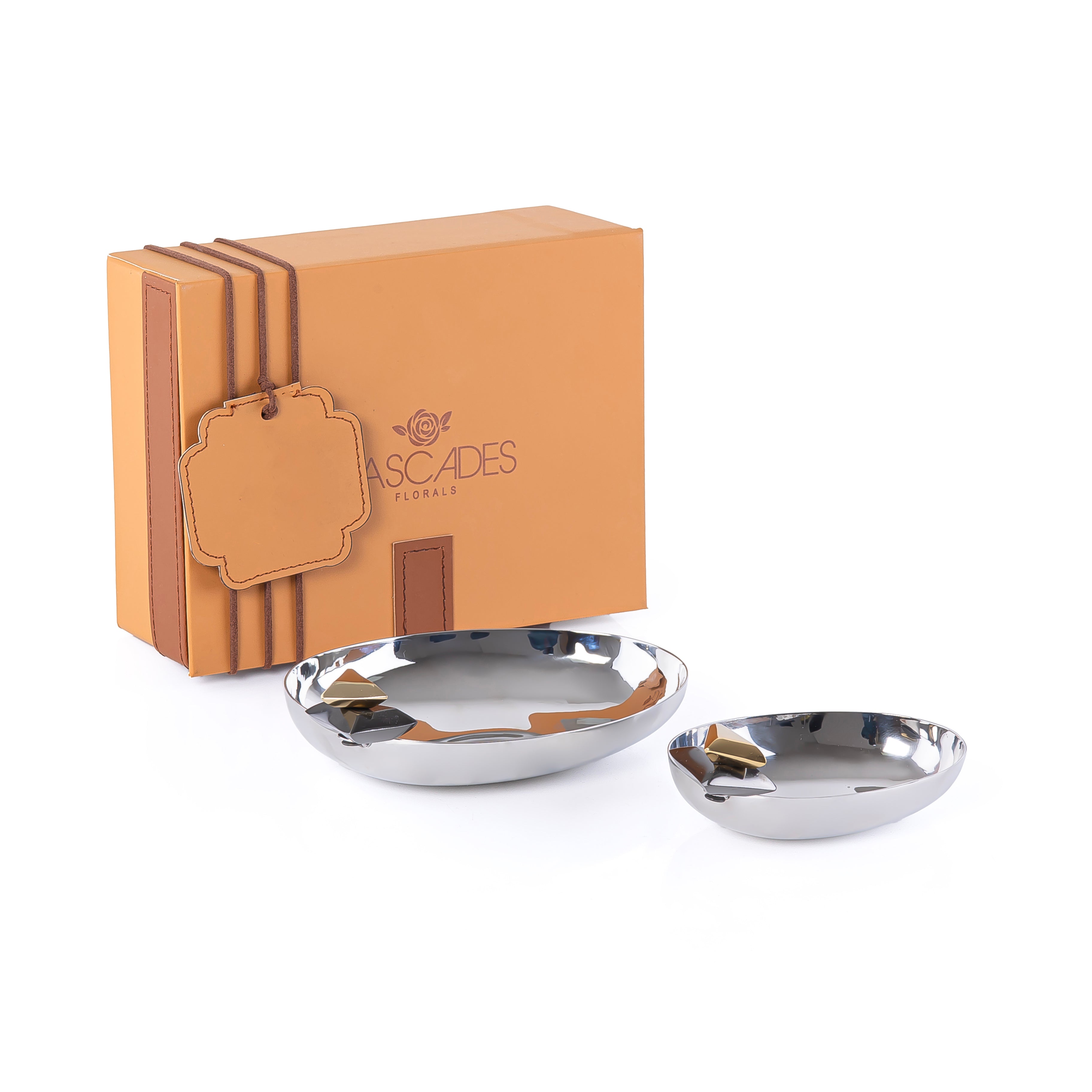 Set of 2 Shiny Steel Serving Bowl with gift box - Gold & Black
